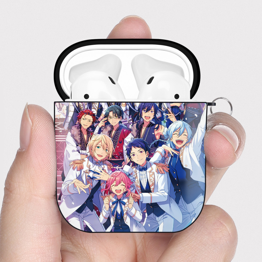 （画像用） あんさんぶるスターズ! Ensemble Stars AirPods 第2世代保護ケース ハードシェル ブラック 耐衝撃・防指紋・カラビナ付き