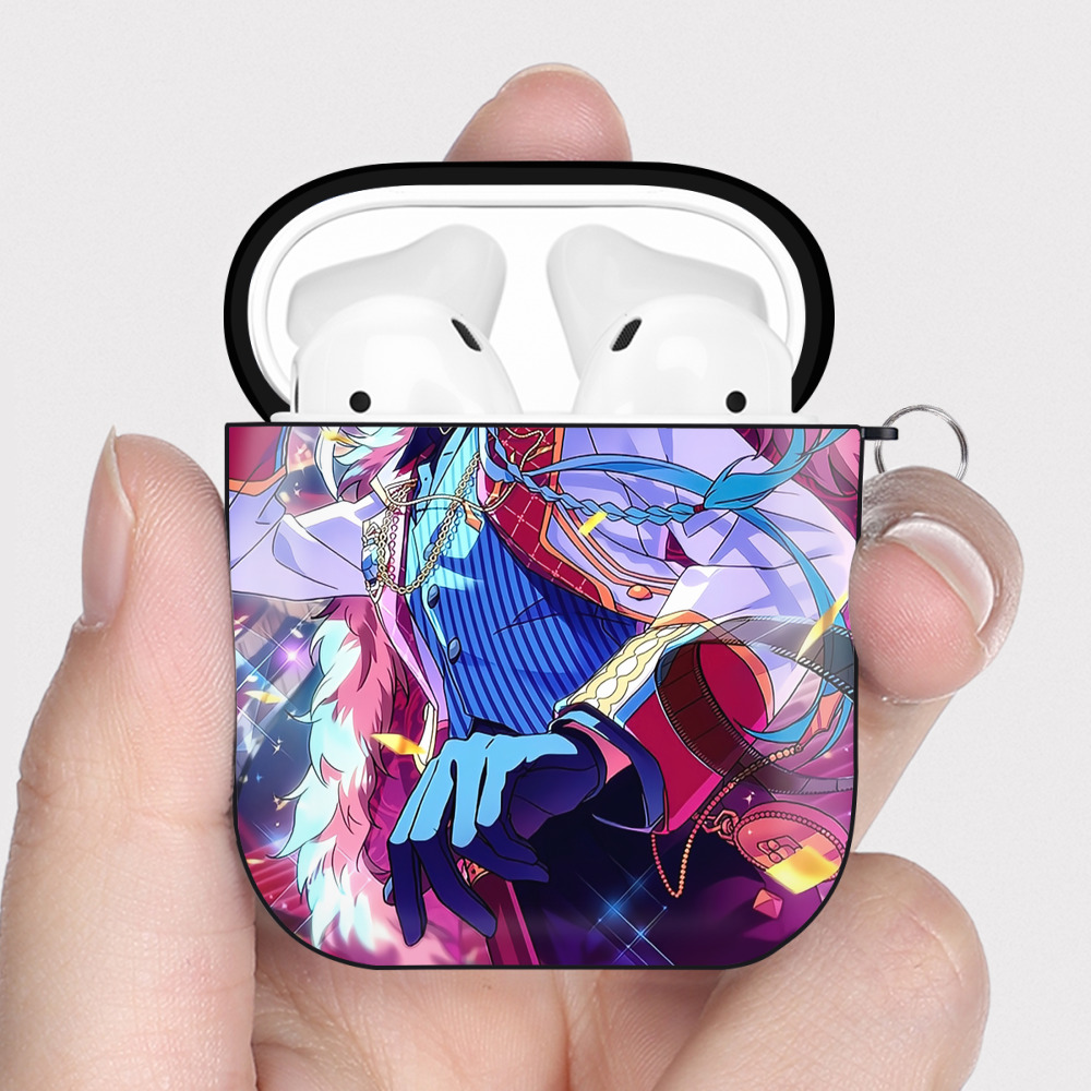 あんさんぶるスターズ! Ensemble Stars AirPods 第2世代保護ケース ハードシェル ブラック 耐衝撃・防指紋・カラビナ付き