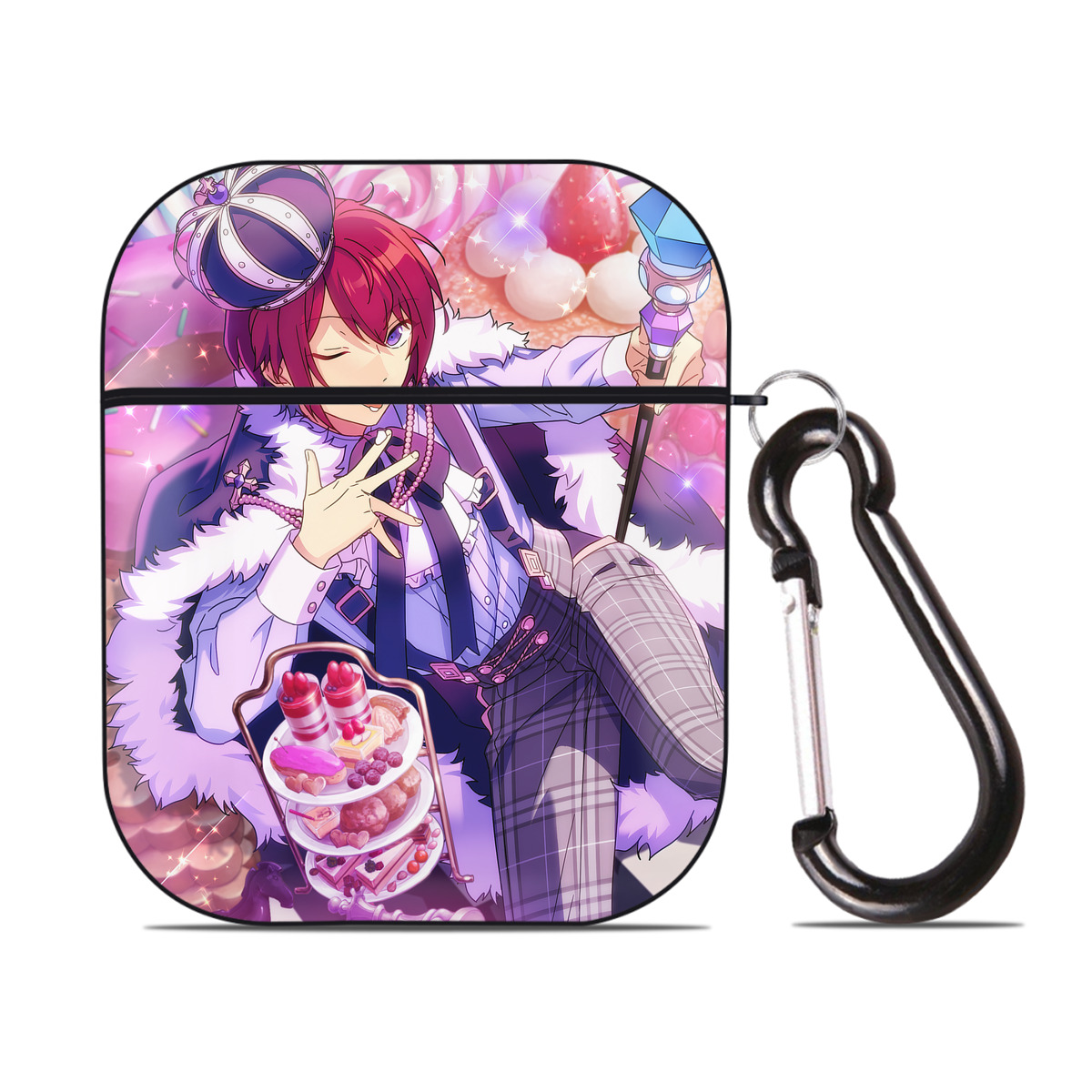 （画像用） あんさんぶるスターズ! Ensemble Stars AirPods 第2世代保護ケース ハードシェル ブラック 耐衝撃・防指紋・カラビナ付き