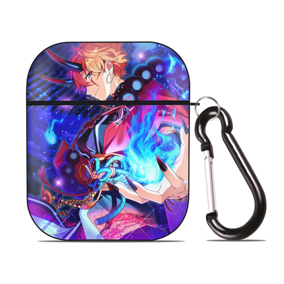 （画像用） あんさんぶるスターズ! Ensemble Stars AirPods 第2世代保護ケース ハードシェル ブラック 耐衝撃・防指紋・カラビナ付き
