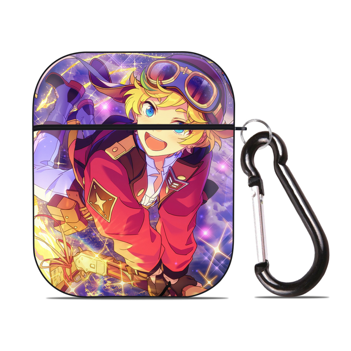 （画像用） あんさんぶるスターズ! Ensemble Stars AirPods 第2世代保護ケース ハードシェル ブラック 耐衝撃・防指紋・カラビナ付き