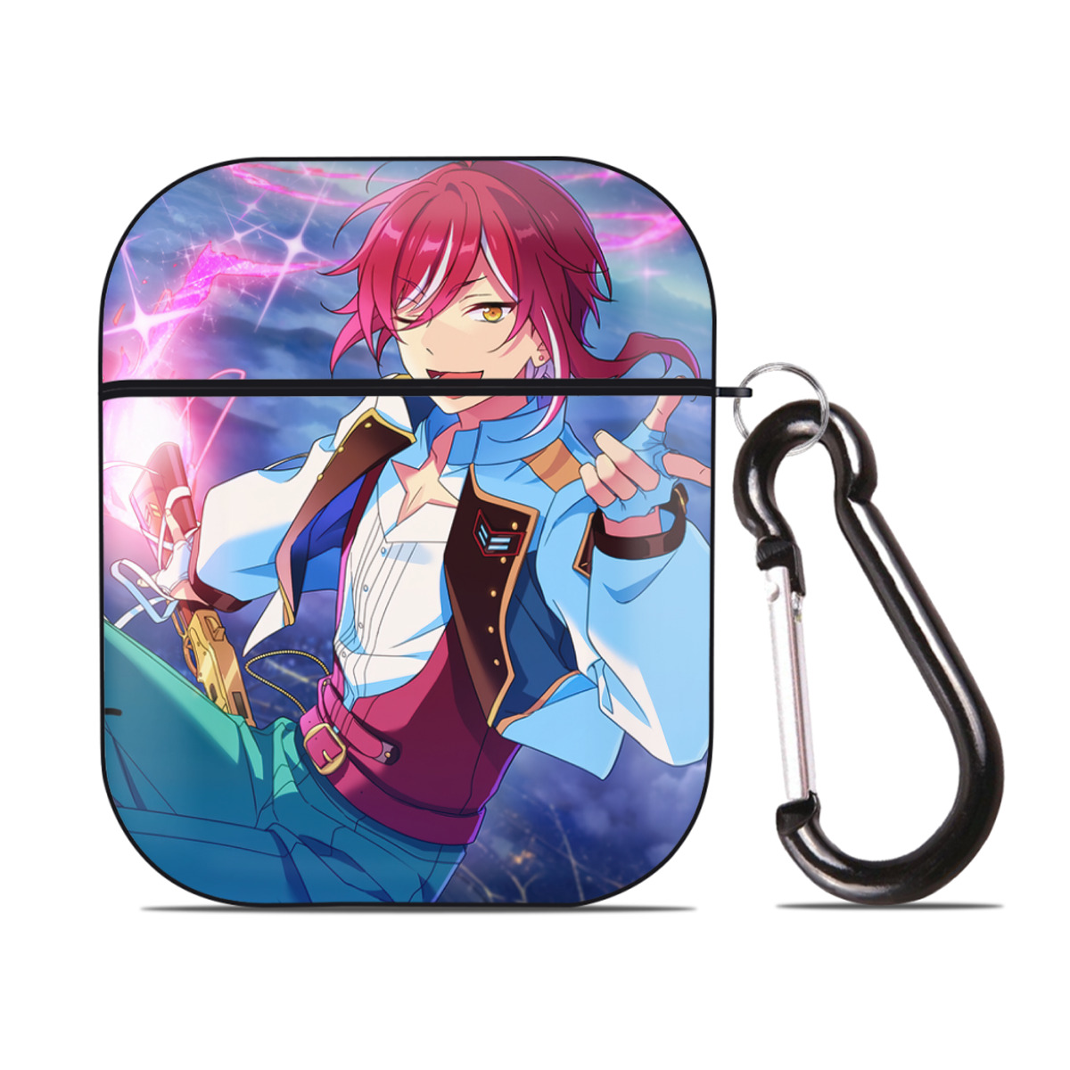 （画像用） あんさんぶるスターズ! Ensemble Stars AirPods 第2世代保護ケース ハードシェル ブラック 耐衝撃・防指紋・カラビナ付き