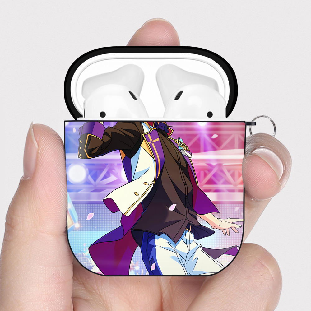 （画像用） あんさんぶるスターズ! Ensemble Stars AirPods 第2世代保護ケース ハードシェル ブラック 耐衝撃・防指紋・カラビナ付き
