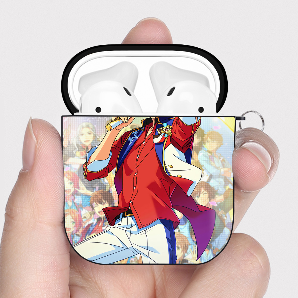 （画像用） あんさんぶるスターズ! Ensemble Stars AirPods 第2世代保護ケース ハードシェル ブラック 耐衝撃・防指紋・カラビナ付き