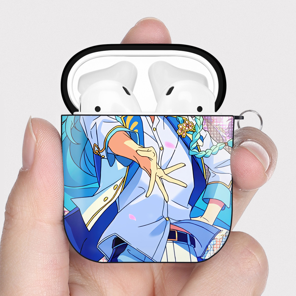 （画像用） あんさんぶるスターズ! Ensemble Stars AirPods 第2世代保護ケース ハードシェル ブラック 耐衝撃・防指紋・カラビナ付き
