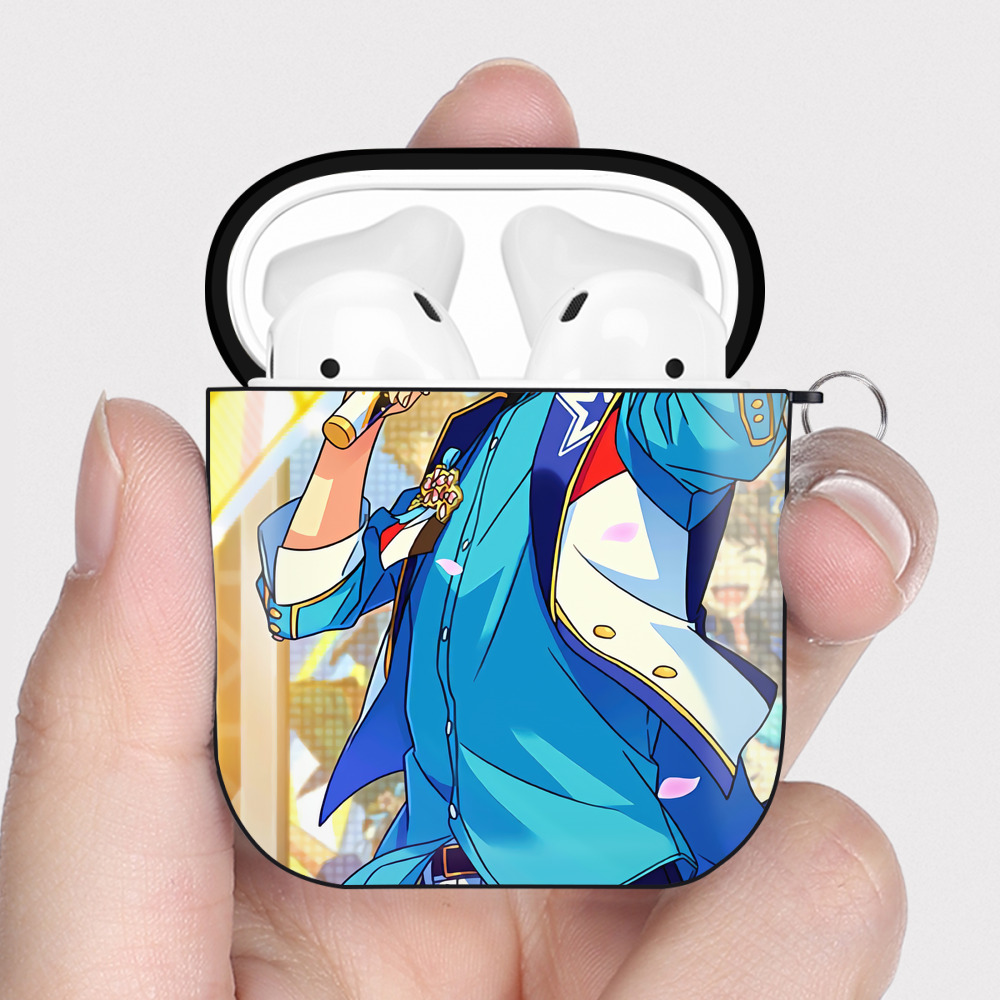 （画像用） あんさんぶるスターズ! Ensemble Stars AirPods 第2世代保護ケース ハードシェル ブラック 耐衝撃・防指紋・カラビナ付き
