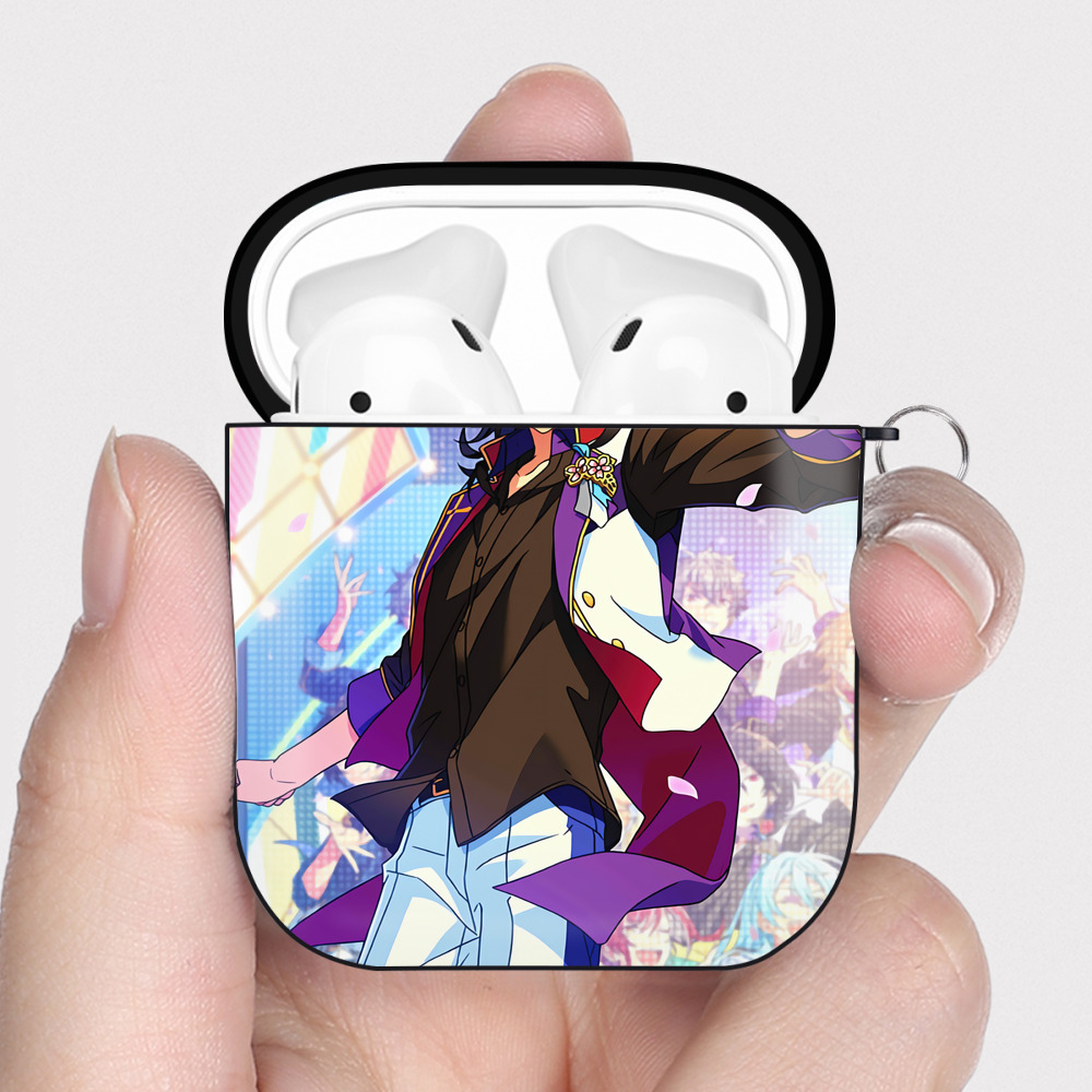 （画像用） あんさんぶるスターズ! Ensemble Stars AirPods 第2世代保護ケース ハードシェル ブラック 耐衝撃・防指紋・カラビナ付き