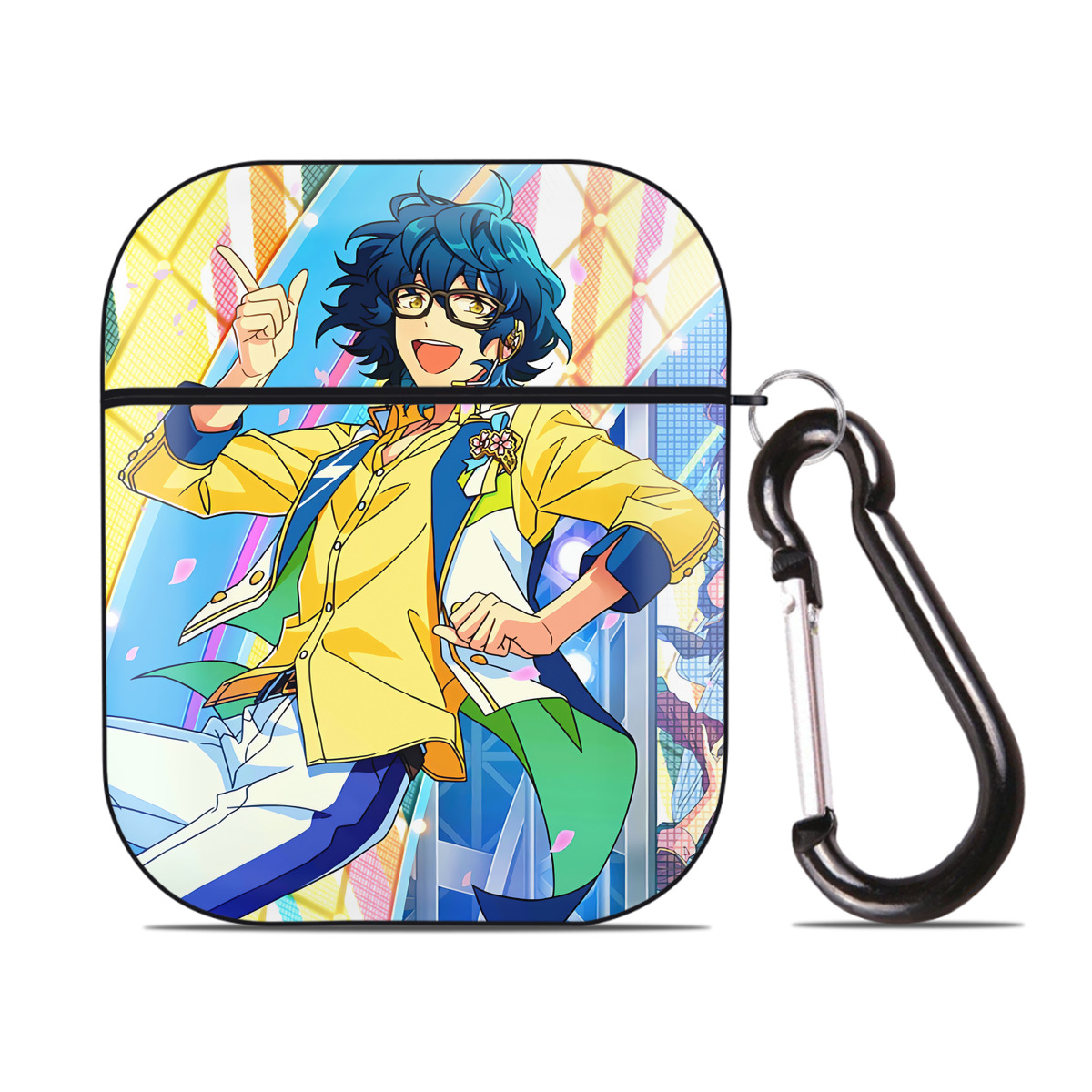 （画像用） あんさんぶるスターズ! Ensemble Stars AirPods 第2世代保護ケース ハードシェル ブラック 耐衝撃・防指紋・カラビナ付き