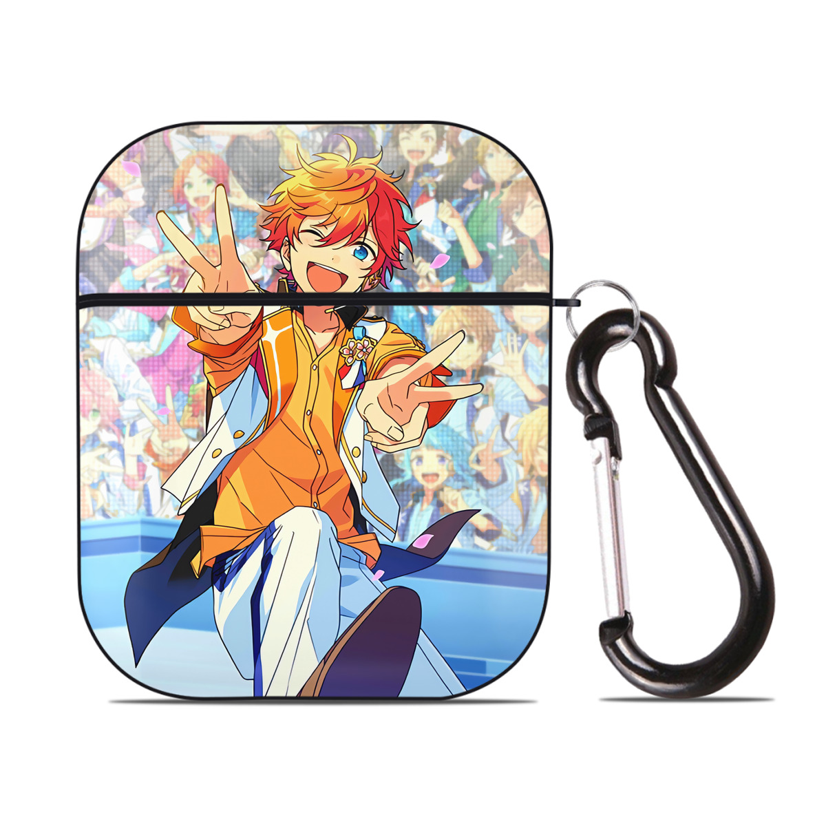 （画像用） あんさんぶるスターズ! Ensemble Stars AirPods 第2世代保護ケース ハードシェル ブラック 耐衝撃・防指紋・カラビナ付き