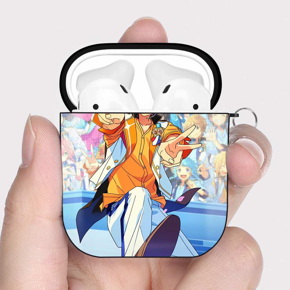 （画像用） あんさんぶるスターズ! Ensemble Stars AirPods 第2世代保護ケース ハードシェル ブラック 耐衝撃・防指紋・カラビナ付き