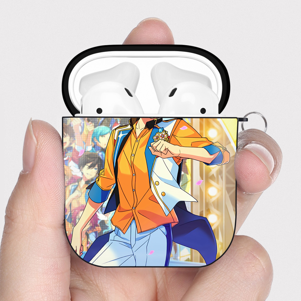 （画像用） あんさんぶるスターズ! Ensemble Stars AirPods 第2世代保護ケース ハードシェル ブラック 耐衝撃・防指紋・カラビナ付き