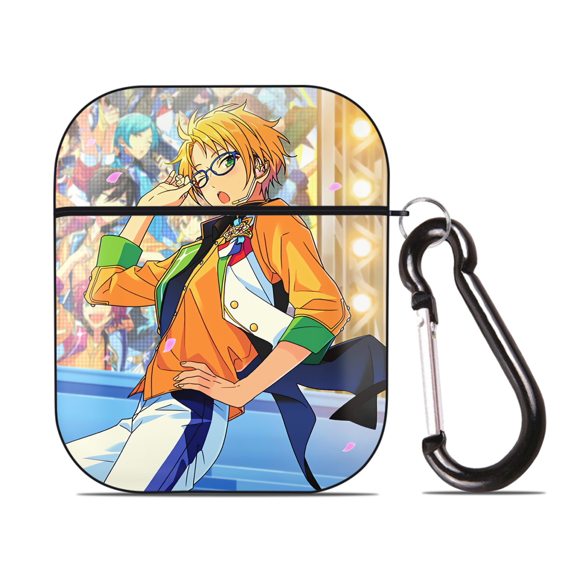 （画像用） あんさんぶるスターズ! Ensemble Stars AirPods 第2世代保護ケース ハードシェル ブラック 耐衝撃・防指紋・カラビナ付き