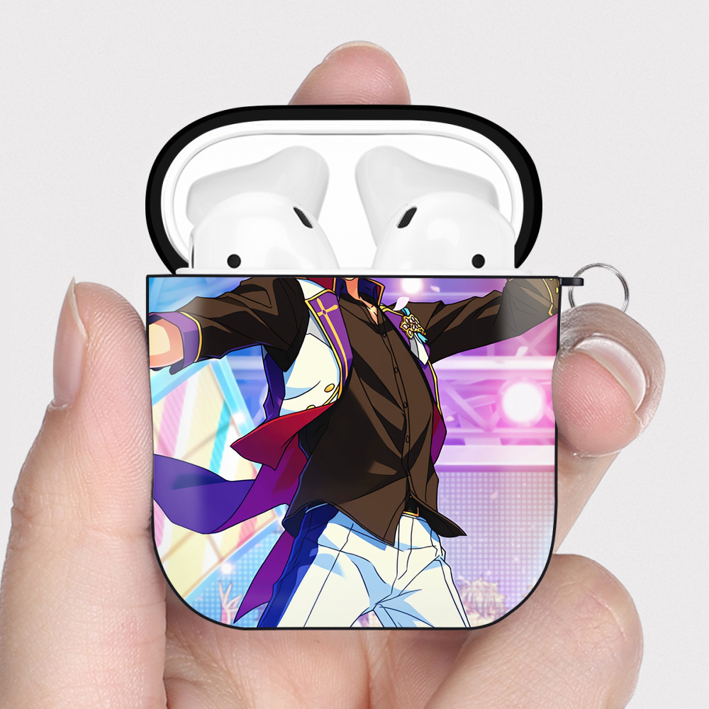 （画像用） あんさんぶるスターズ! Ensemble Stars AirPods 第2世代保護ケース ハードシェル ブラック 耐衝撃・防指紋・カラビナ付き