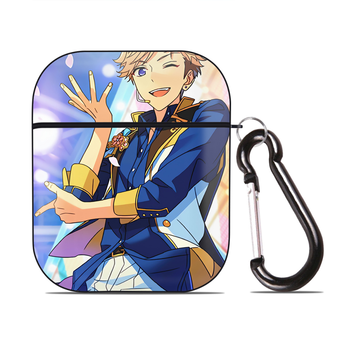 （画像用） あんさんぶるスターズ! Ensemble Stars AirPods 第2世代保護ケース ハードシェル ブラック 耐衝撃・防指紋・カラビナ付き