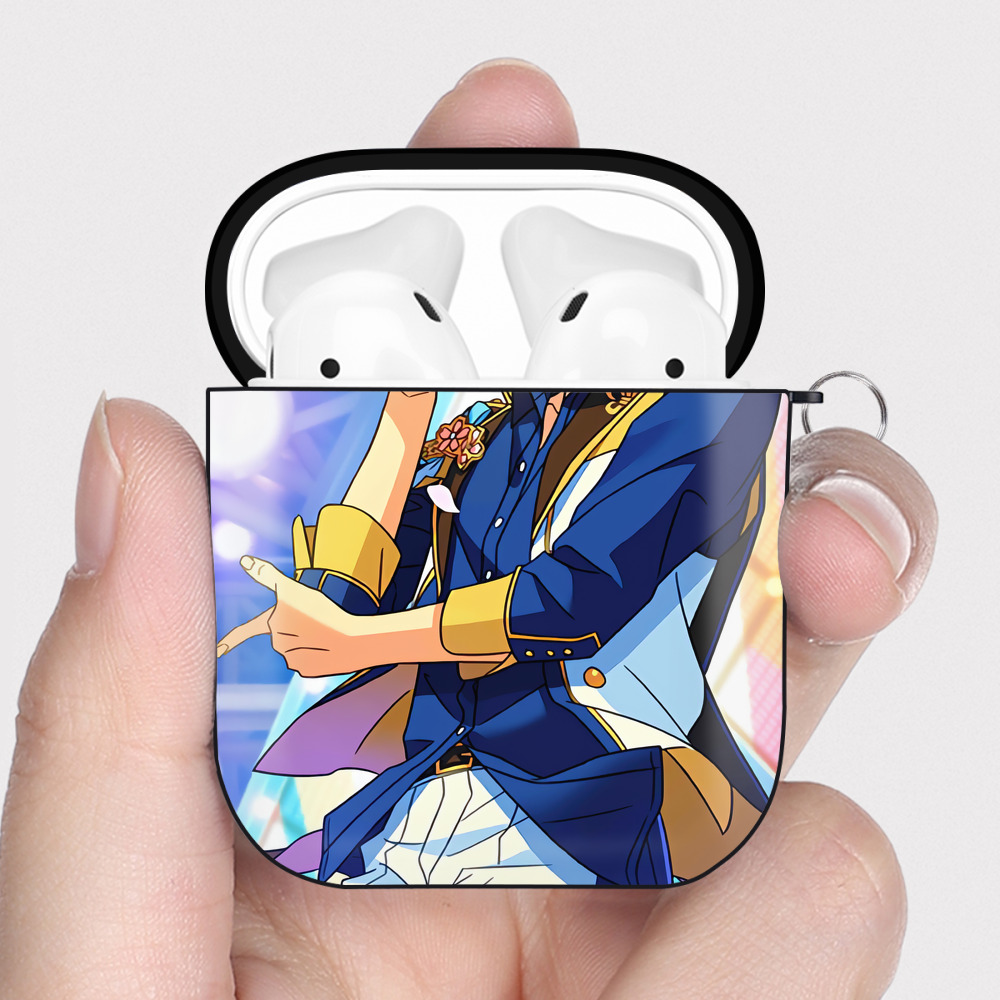 （画像用） あんさんぶるスターズ! Ensemble Stars AirPods 第2世代保護ケース ハードシェル ブラック 耐衝撃・防指紋・カラビナ付き