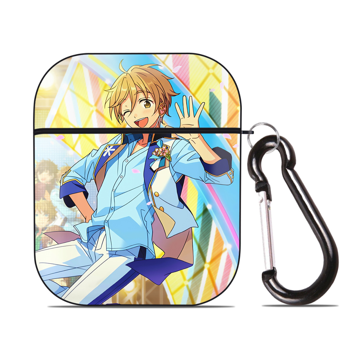 （画像用） あんさんぶるスターズ! Ensemble Stars AirPods 第2世代保護ケース ハードシェル ブラック 耐衝撃・防指紋・カラビナ付き