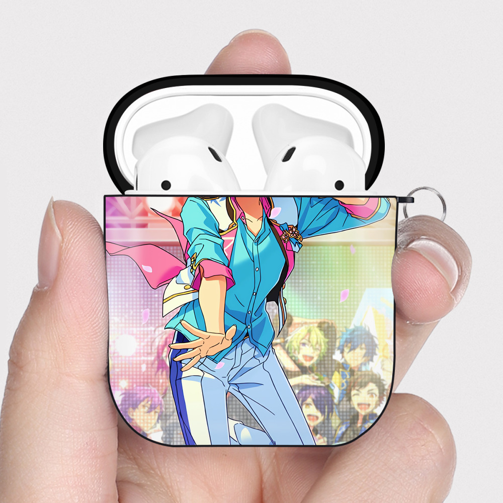（画像用） あんさんぶるスターズ! Ensemble Stars AirPods 第2世代保護ケース ハードシェル ブラック 耐衝撃・防指紋・カラビナ付き