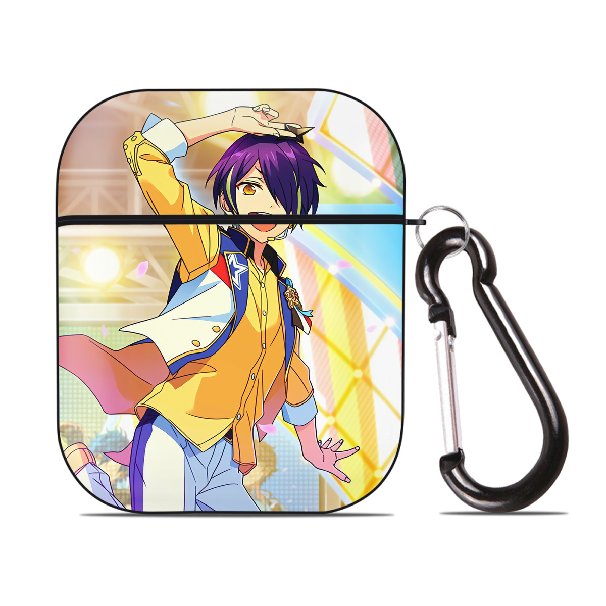 （画像用） あんさんぶるスターズ! Ensemble Stars AirPods 第2世代保護ケース ハードシェル ブラック 耐衝撃・防指紋・カラビナ付き