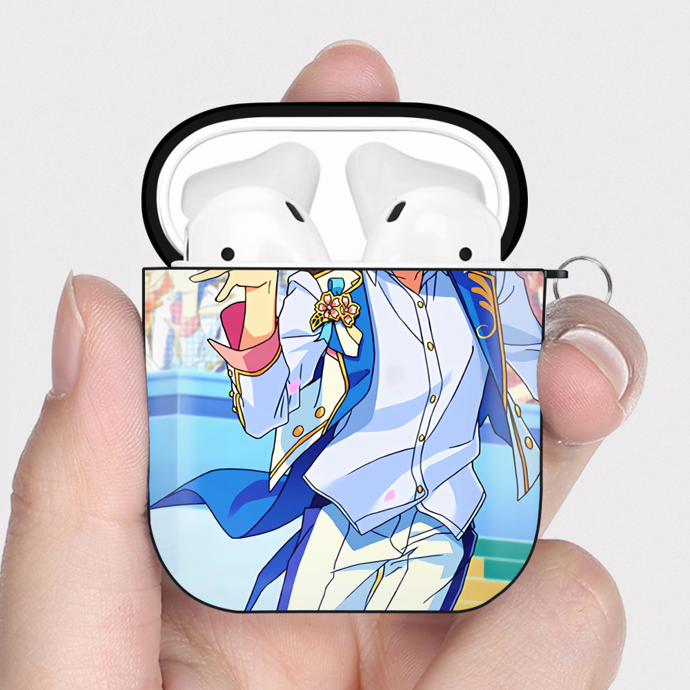 （画像用） あんさんぶるスターズ! Ensemble Stars AirPods 第2世代保護ケース ハードシェル ブラック 耐衝撃・防指紋・カラビナ付き