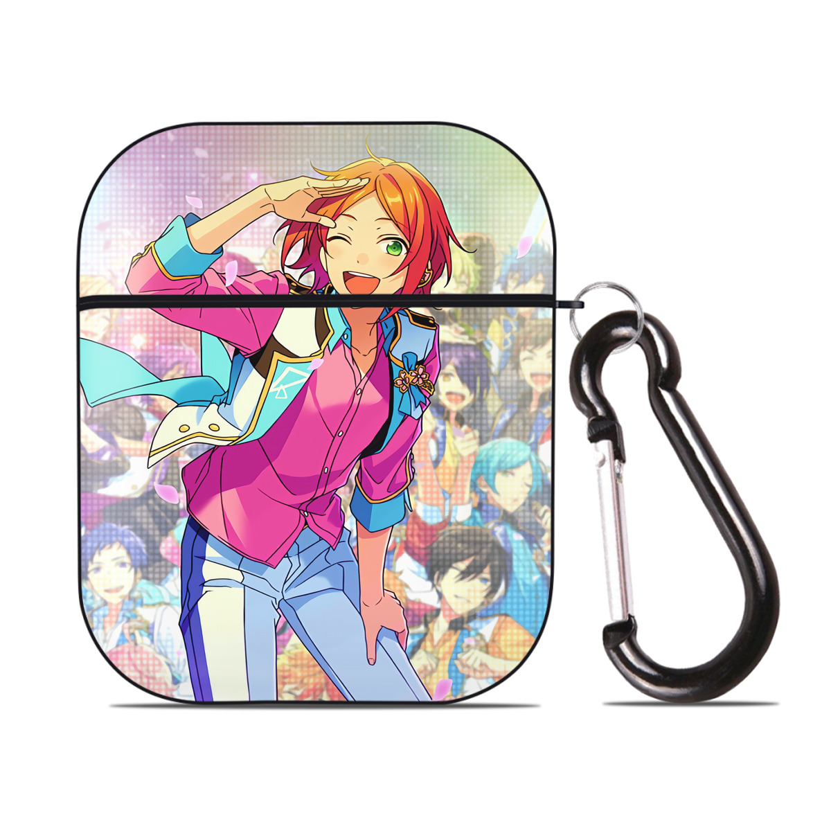 （画像用） あんさんぶるスターズ! Ensemble Stars AirPods 第2世代保護ケース ハードシェル ブラック 耐衝撃・防指紋・カラビナ付き