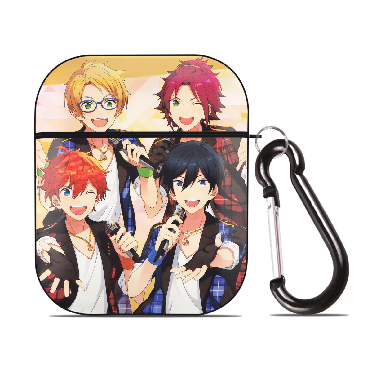 （画像用） あんさんぶるスターズ! Ensemble Stars AirPods 第2世代保護ケース ハードシェル ブラック 耐衝撃・防指紋・カラビナ付き