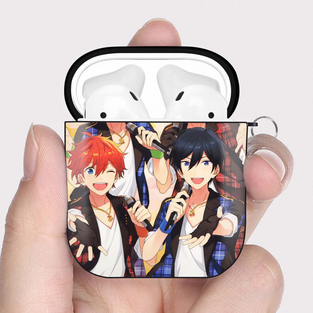 （画像用） あんさんぶるスターズ! Ensemble Stars AirPods 第2世代保護ケース ハードシェル ブラック 耐衝撃・防指紋・カラビナ付き