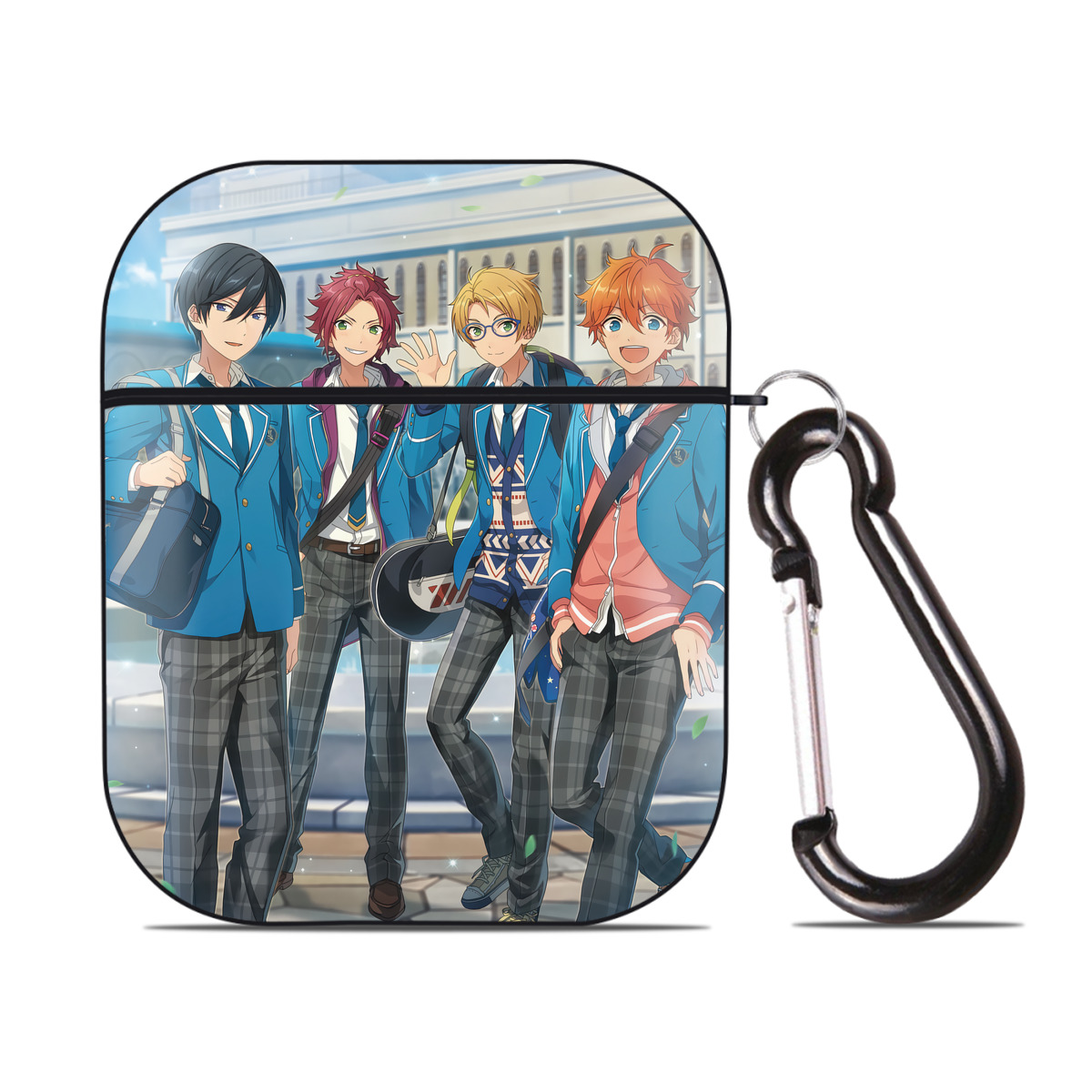 （画像用） あんさんぶるスターズ! Ensemble Stars AirPods 第2世代保護ケース ハードシェル ブラック 耐衝撃・防指紋・カラビナ付き