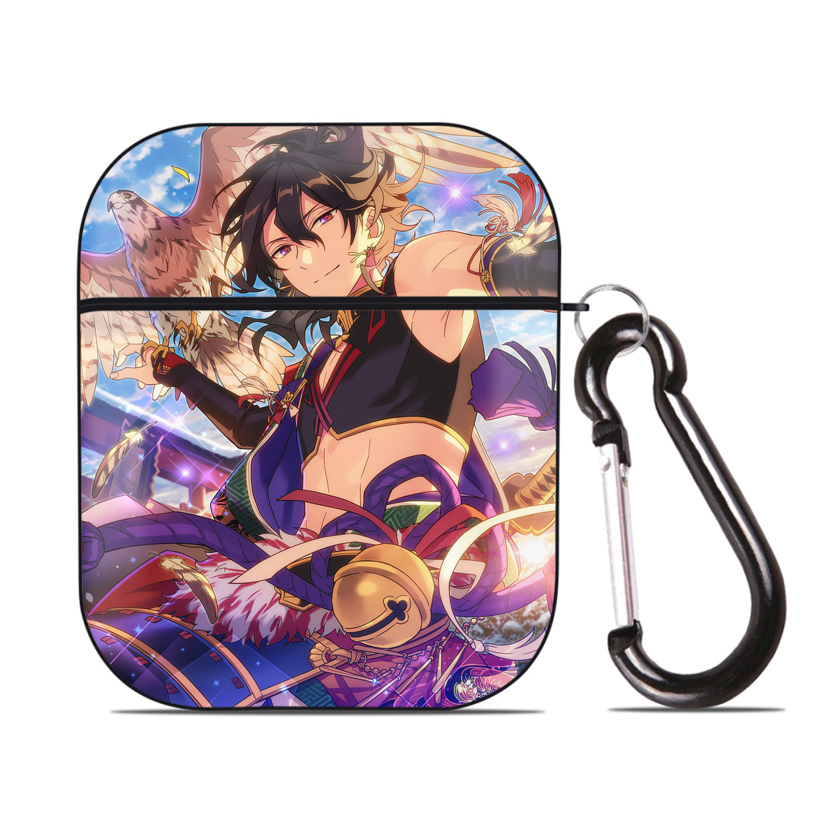 （画像用） あんさんぶるスターズ! Ensemble Stars AirPods 第2世代保護ケース ハードシェル ブラック 耐衝撃・防指紋・カラビナ付き