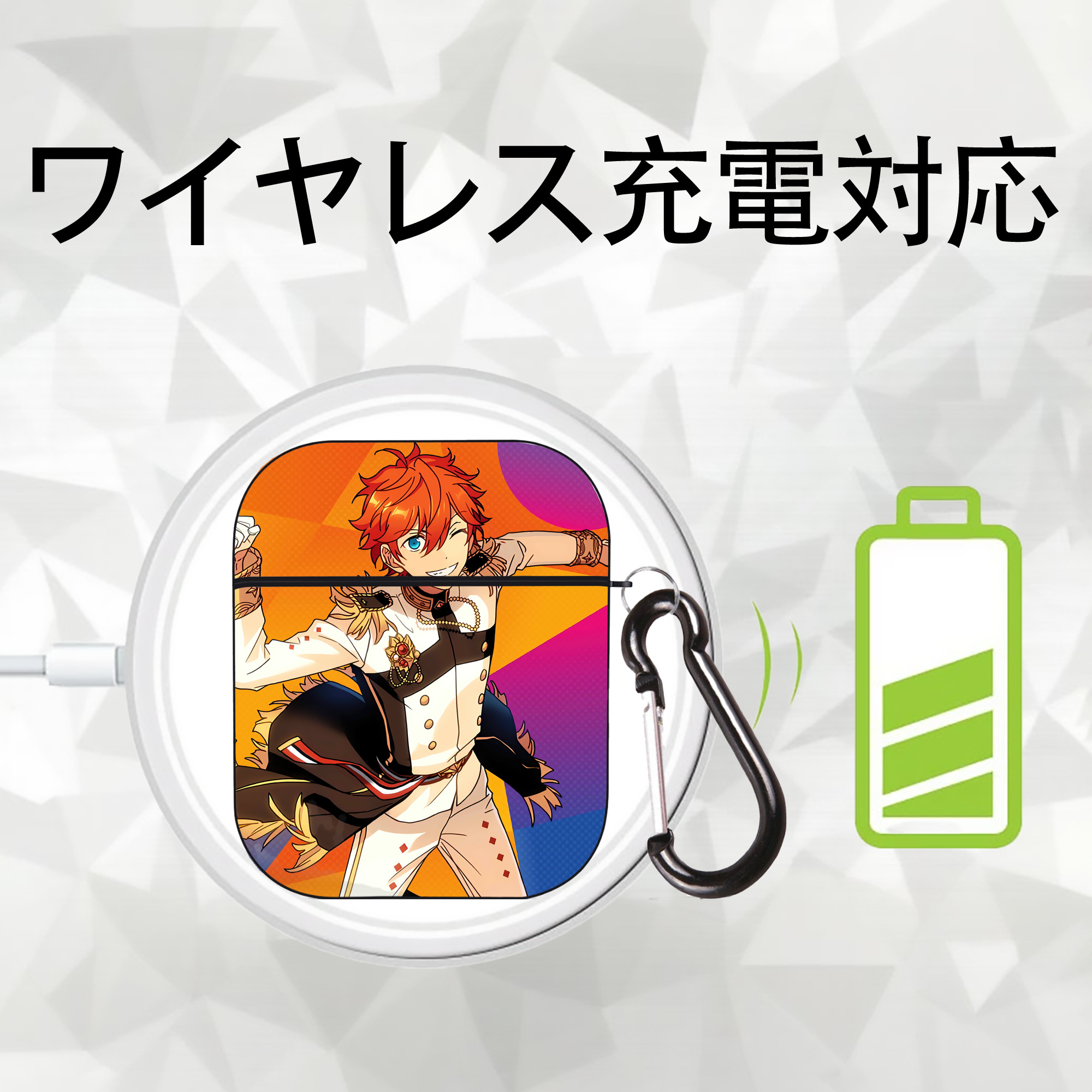 あんさんぶるスターズ! Ensemble Stars AirPods 第2世代保護ケース ハードシェル ブラック 耐衝撃・防指紋・カラビナ付き