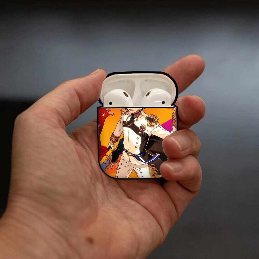 あんさんぶるスターズ! Ensemble Stars AirPods 第2世代保護ケース ハードシェル ブラック 耐衝撃・防指紋・カラビナ付き