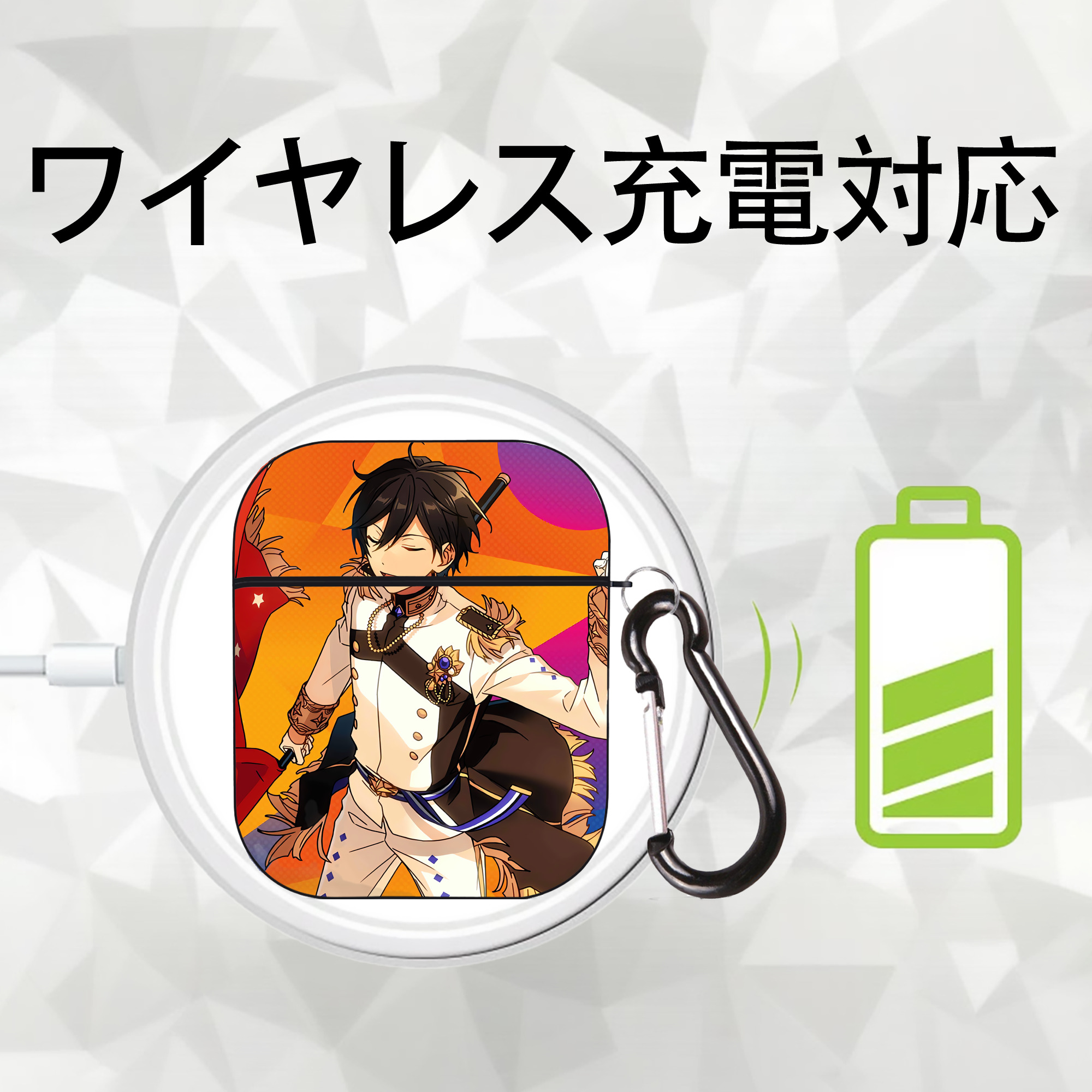 あんさんぶるスターズ! Ensemble Stars AirPods 第2世代保護ケース ハードシェル ブラック 耐衝撃・防指紋・カラビナ付き