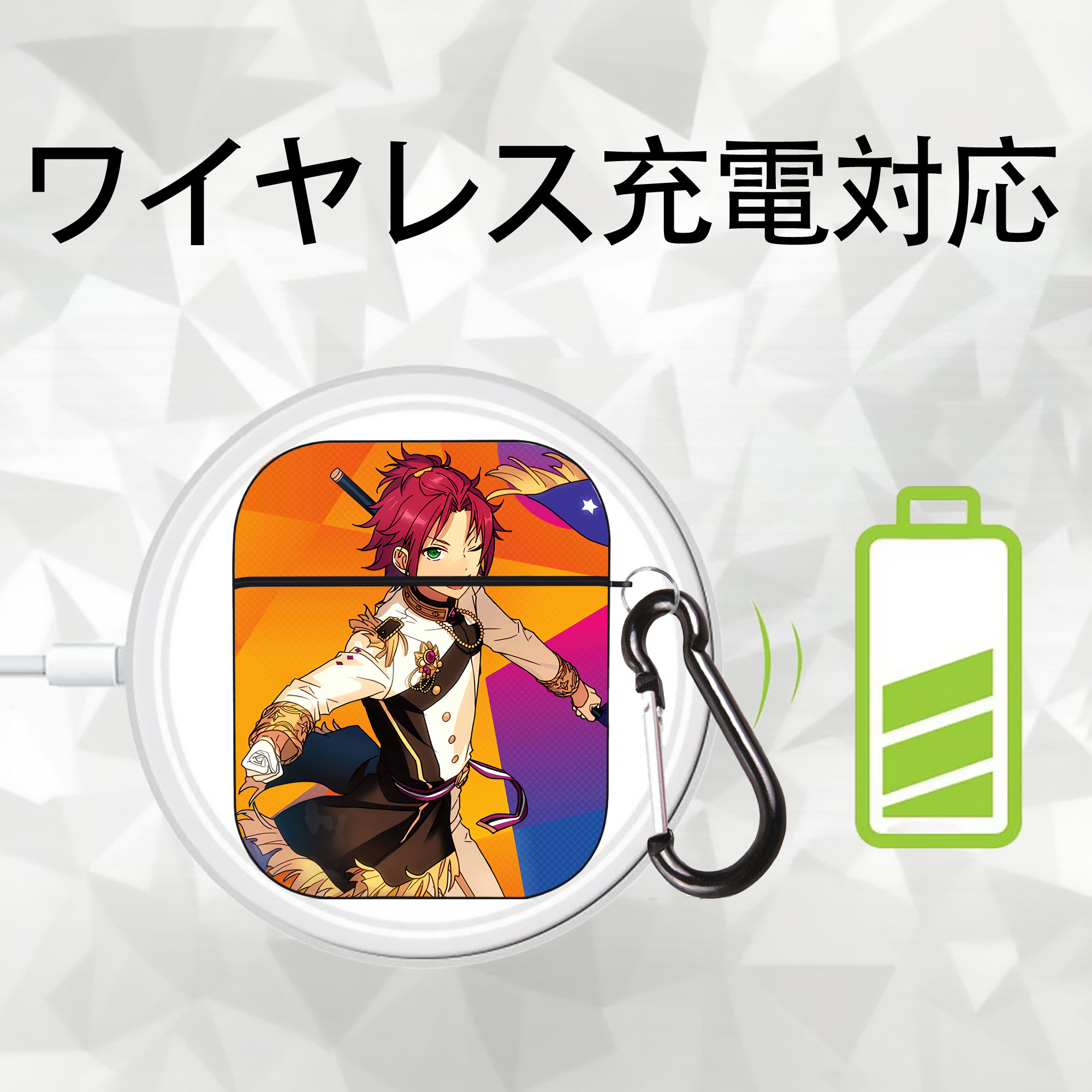 あんさんぶるスターズ! Ensemble Stars AirPods 第2世代保護ケース ハードシェル ブラック 耐衝撃・防指紋・カラビナ付き