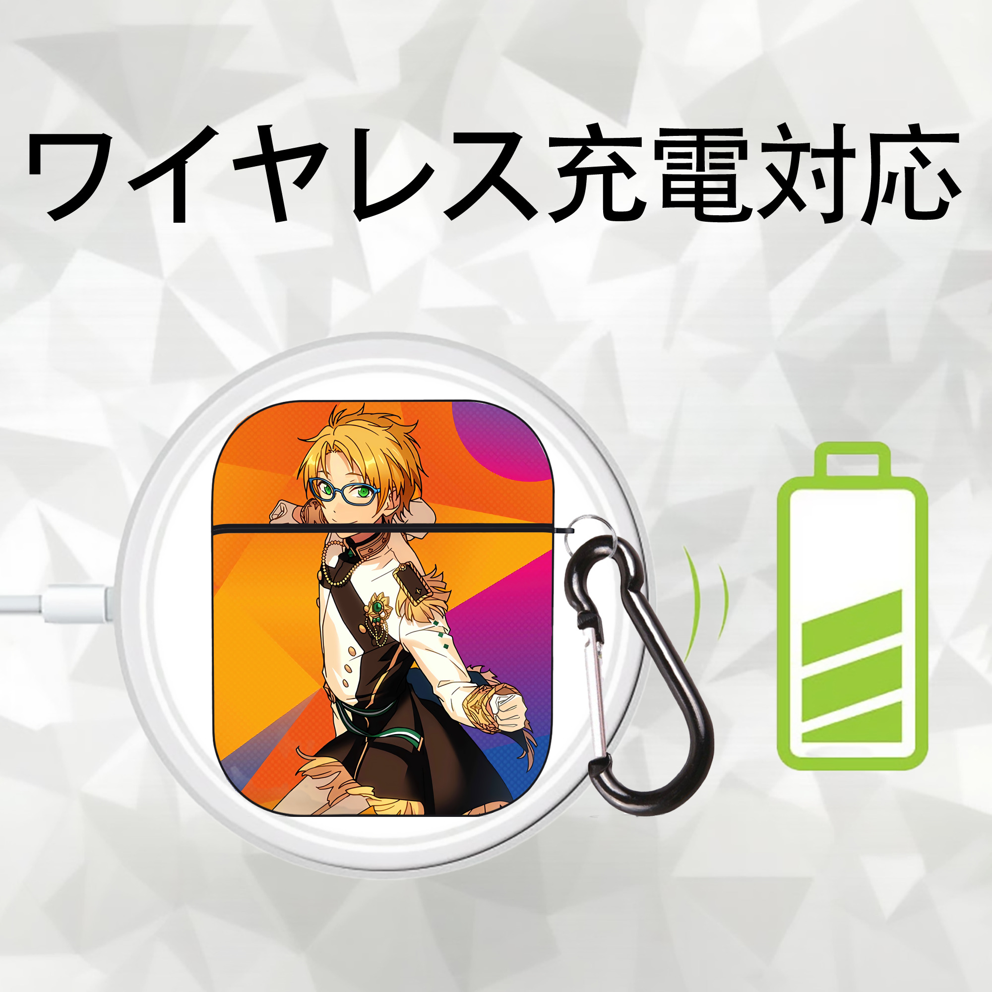 あんさんぶるスターズ! Ensemble Stars AirPods 第2世代保護ケース ハードシェル ブラック 耐衝撃・防指紋・カラビナ付き