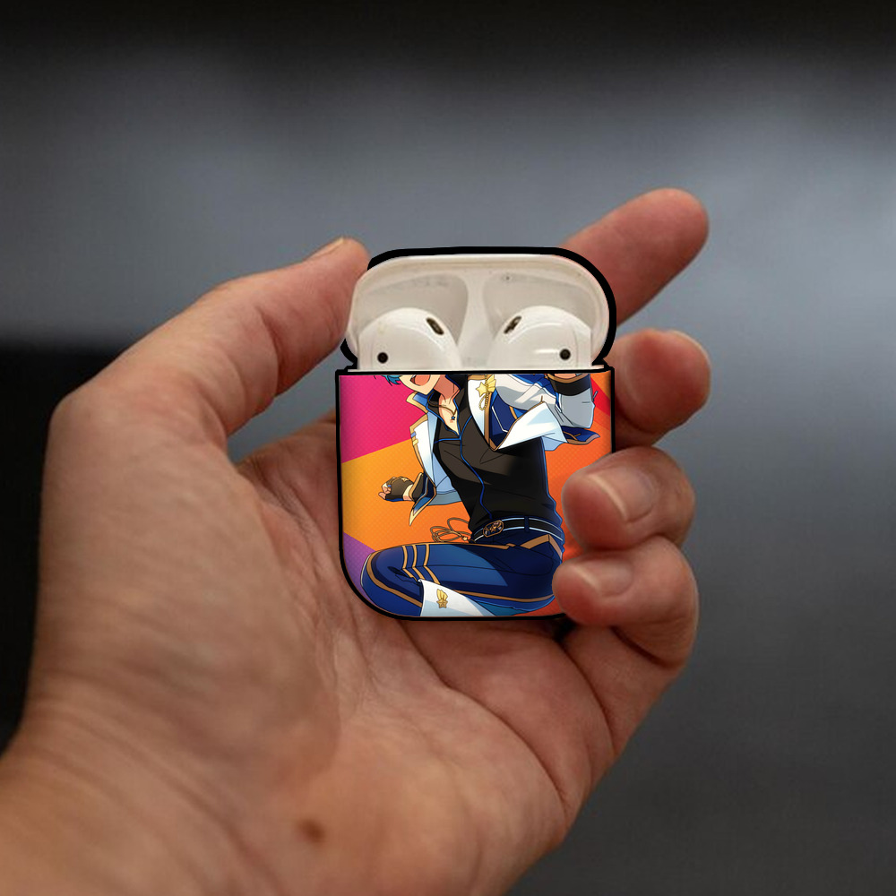 あんさんぶるスターズ! Ensemble Stars AirPods 第2世代保護ケース ハードシェル ブラック 耐衝撃・防指紋・カラビナ付き