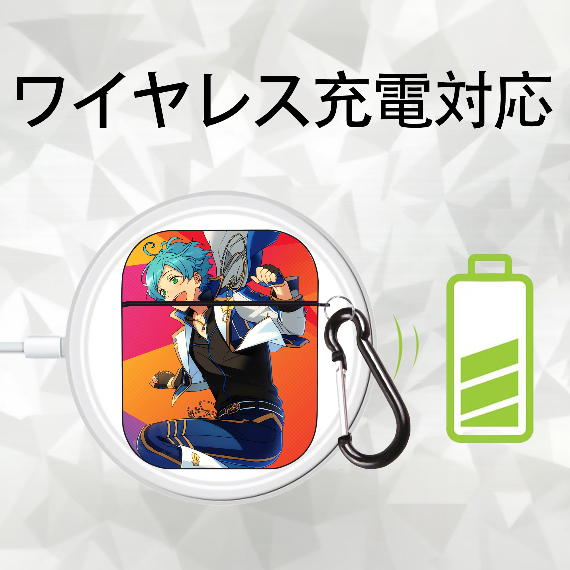 あんさんぶるスターズ! Ensemble Stars AirPods 第2世代保護ケース ハードシェル ブラック 耐衝撃・防指紋・カラビナ付き
