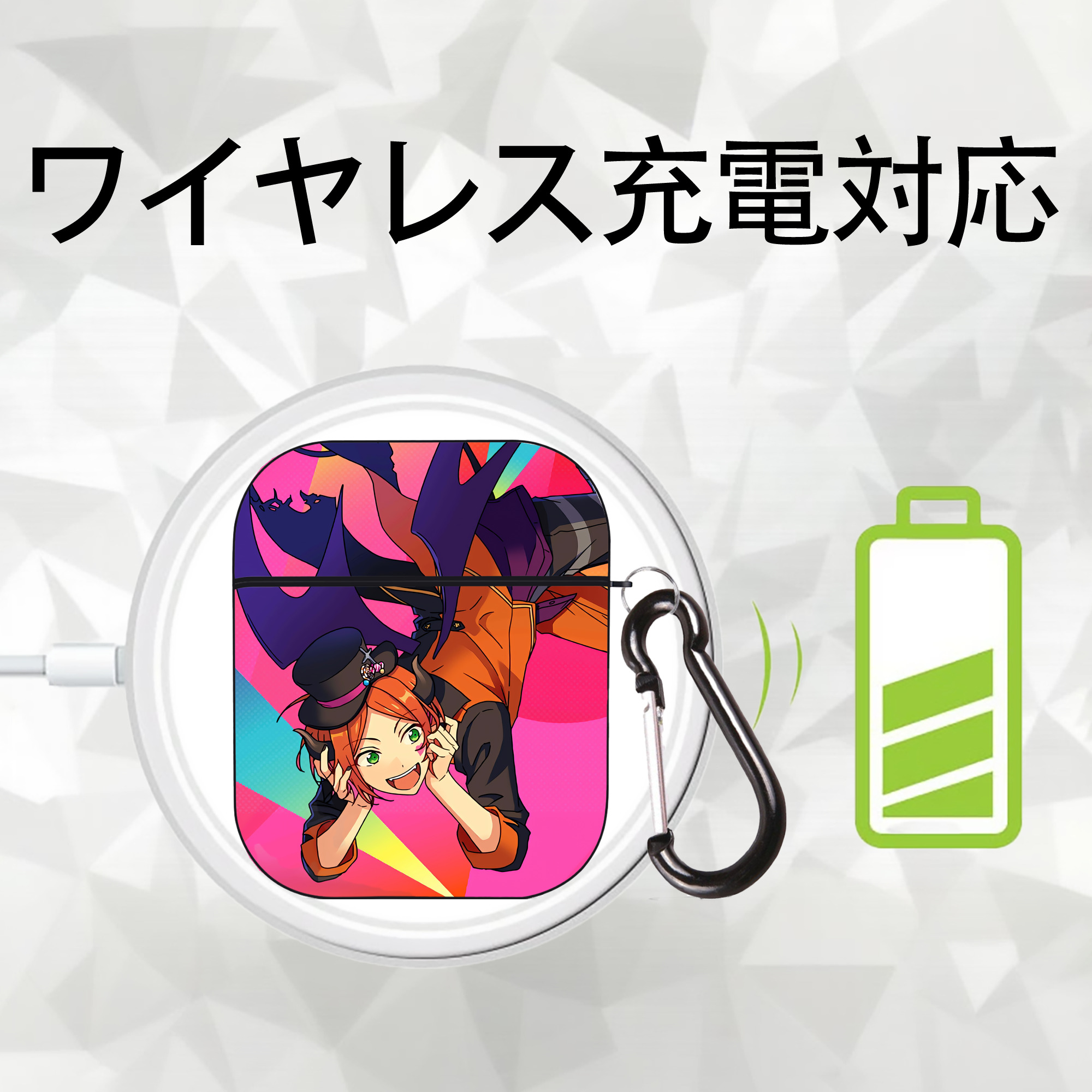 あんさんぶるスターズ! Ensemble Stars AirPods 第2世代保護ケース ハードシェル ブラック 耐衝撃・防指紋・カラビナ付き