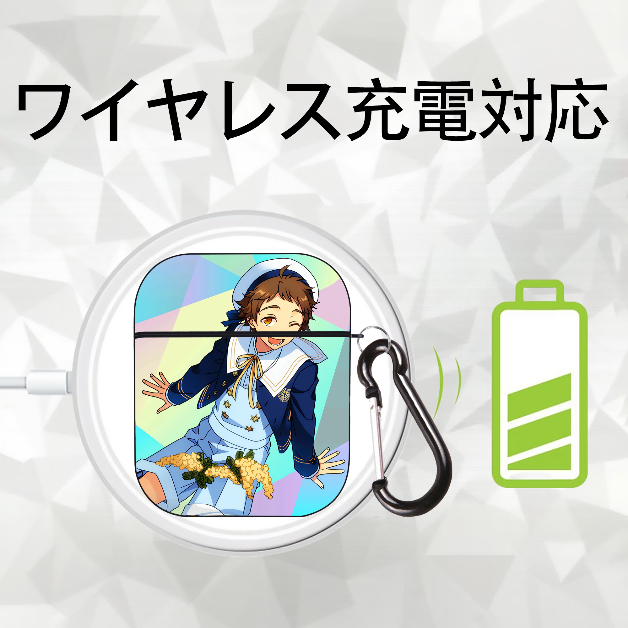 あんさんぶるスターズ! Ensemble Stars AirPods 第2世代保護ケース ハードシェル ブラック 耐衝撃・防指紋・カラビナ付き