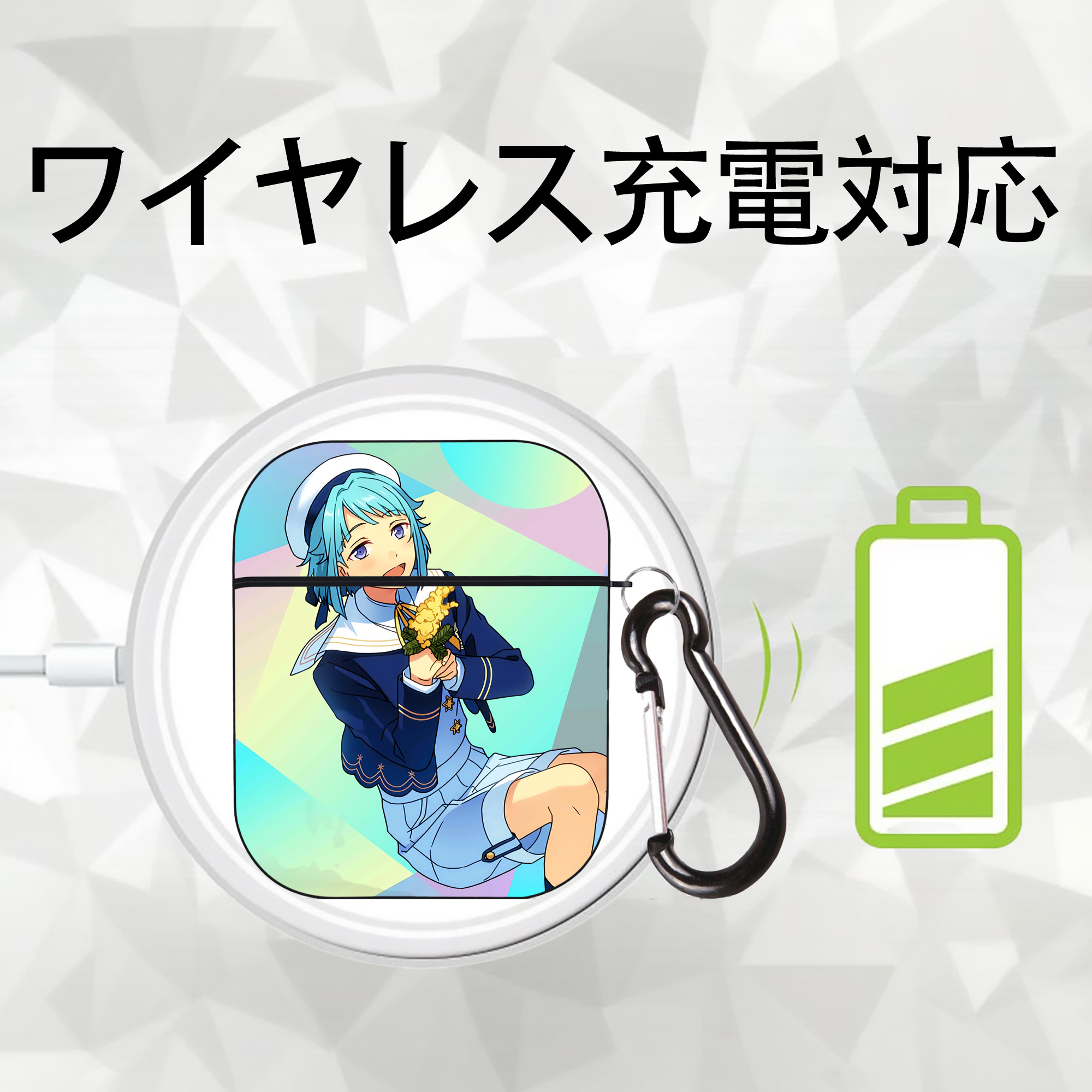 あんさんぶるスターズ! Ensemble Stars AirPods 第2世代保護ケース ハードシェル ブラック 耐衝撃・防指紋・カラビナ付き