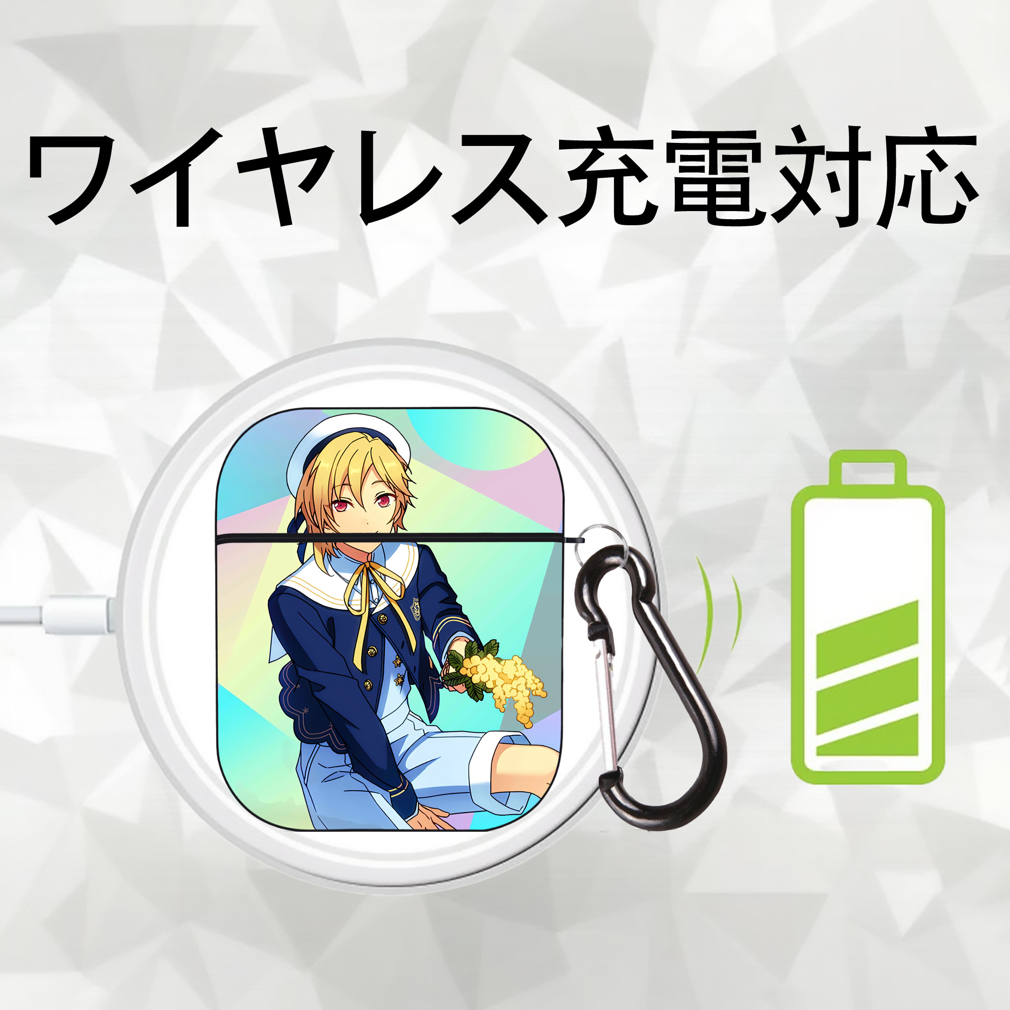 あんさんぶるスターズ! Ensemble Stars AirPods 第2世代保護ケース ハードシェル ブラック 耐衝撃・防指紋・カラビナ付き
