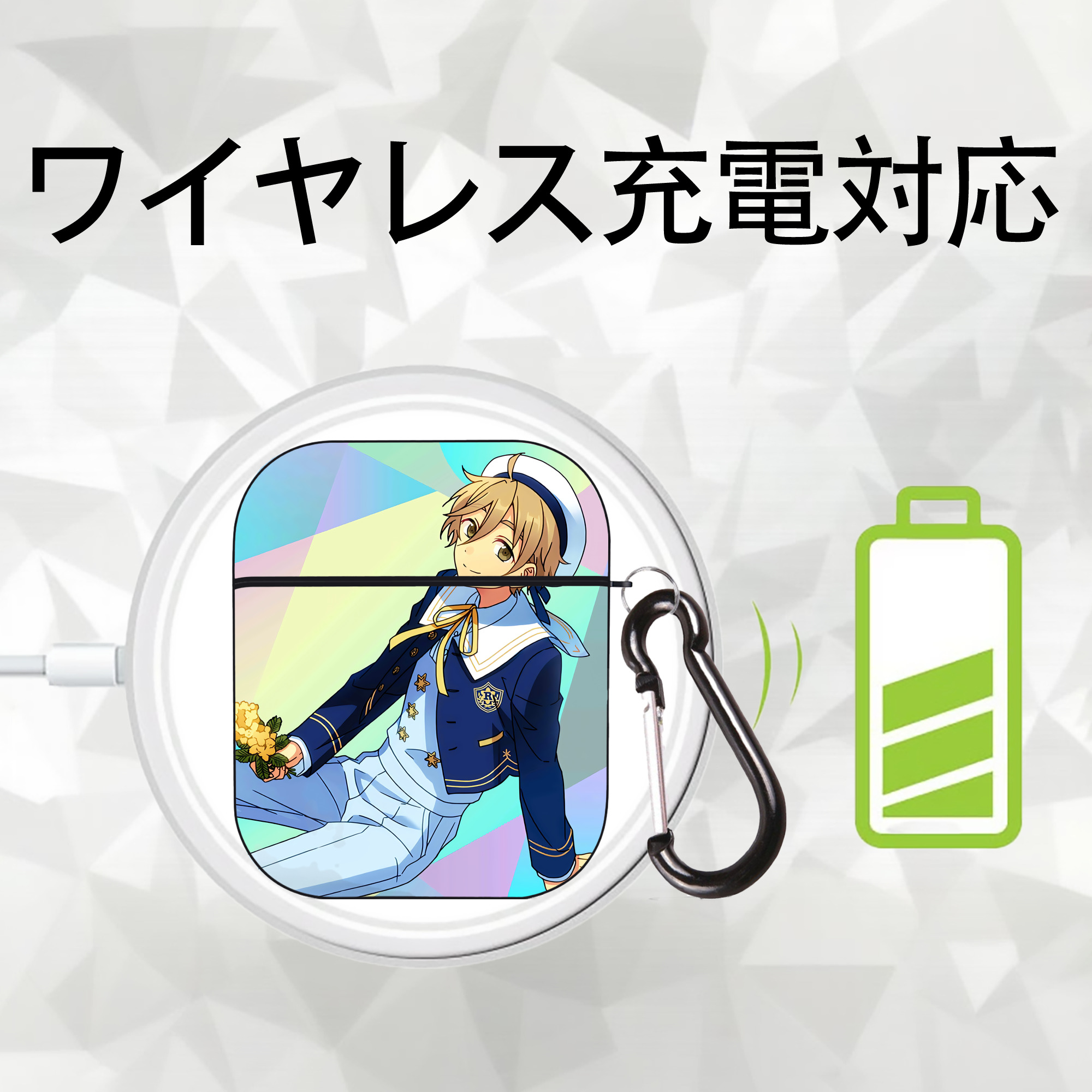 あんさんぶるスターズ! Ensemble Stars AirPods 第2世代保護ケース ハードシェル ブラック 耐衝撃・防指紋・カラビナ付き