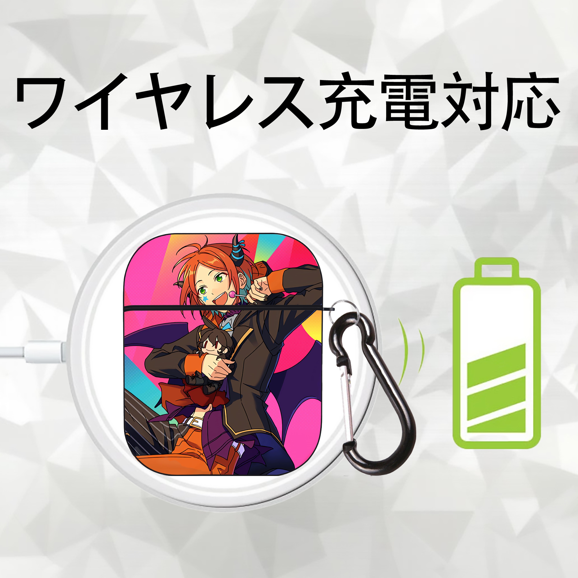 あんさんぶるスターズ! Ensemble Stars AirPods 第2世代保護ケース ハードシェル ブラック 耐衝撃・防指紋・カラビナ付き