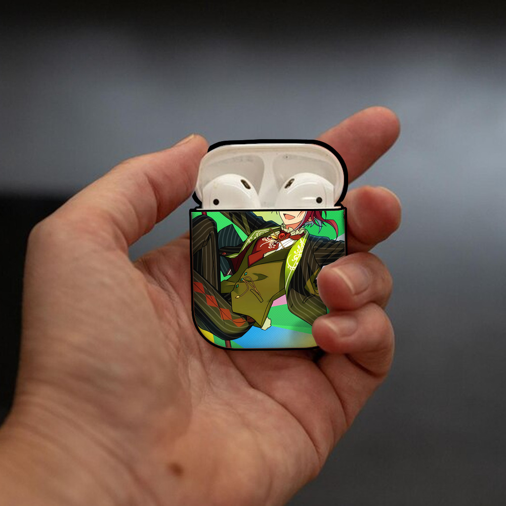 あんさんぶるスターズ! Ensemble Stars AirPods 第2世代保護ケース ハードシェル ブラック 耐衝撃・防指紋・カラビナ付き