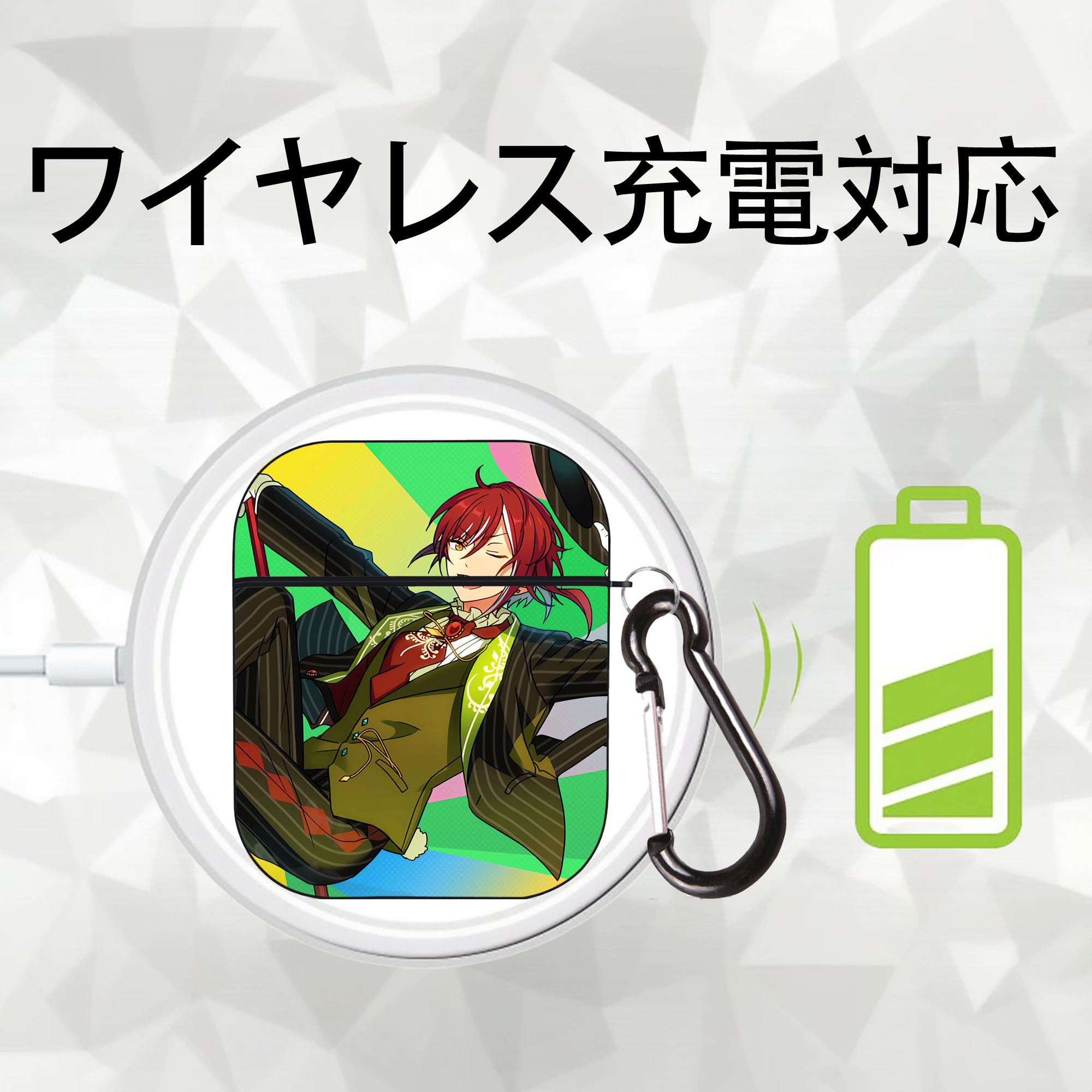 あんさんぶるスターズ! Ensemble Stars AirPods 第2世代保護ケース ハードシェル ブラック 耐衝撃・防指紋・カラビナ付き