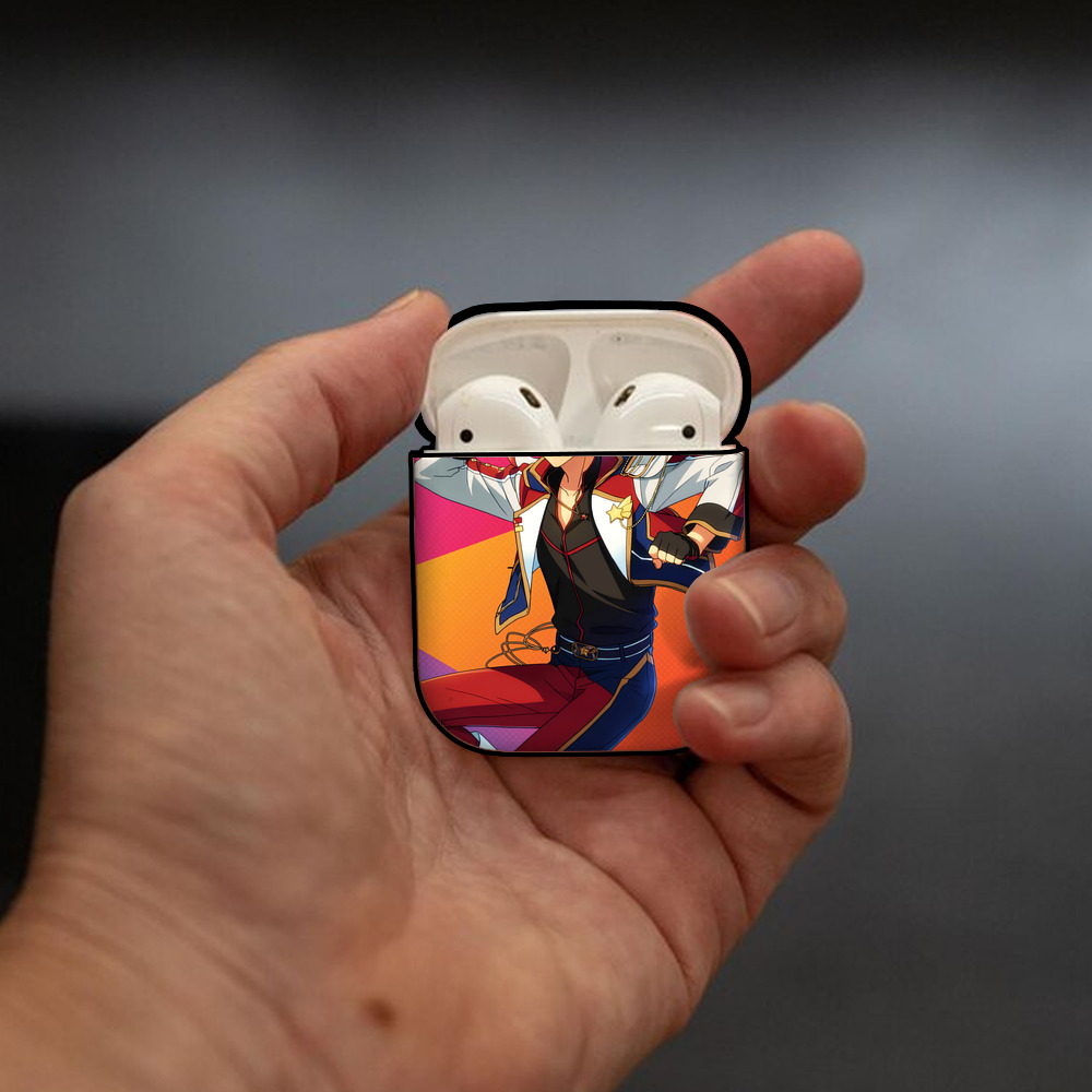 あんさんぶるスターズ! Ensemble Stars AirPods 第2世代保護ケース ハードシェル ブラック 耐衝撃・防指紋・カラビナ付き