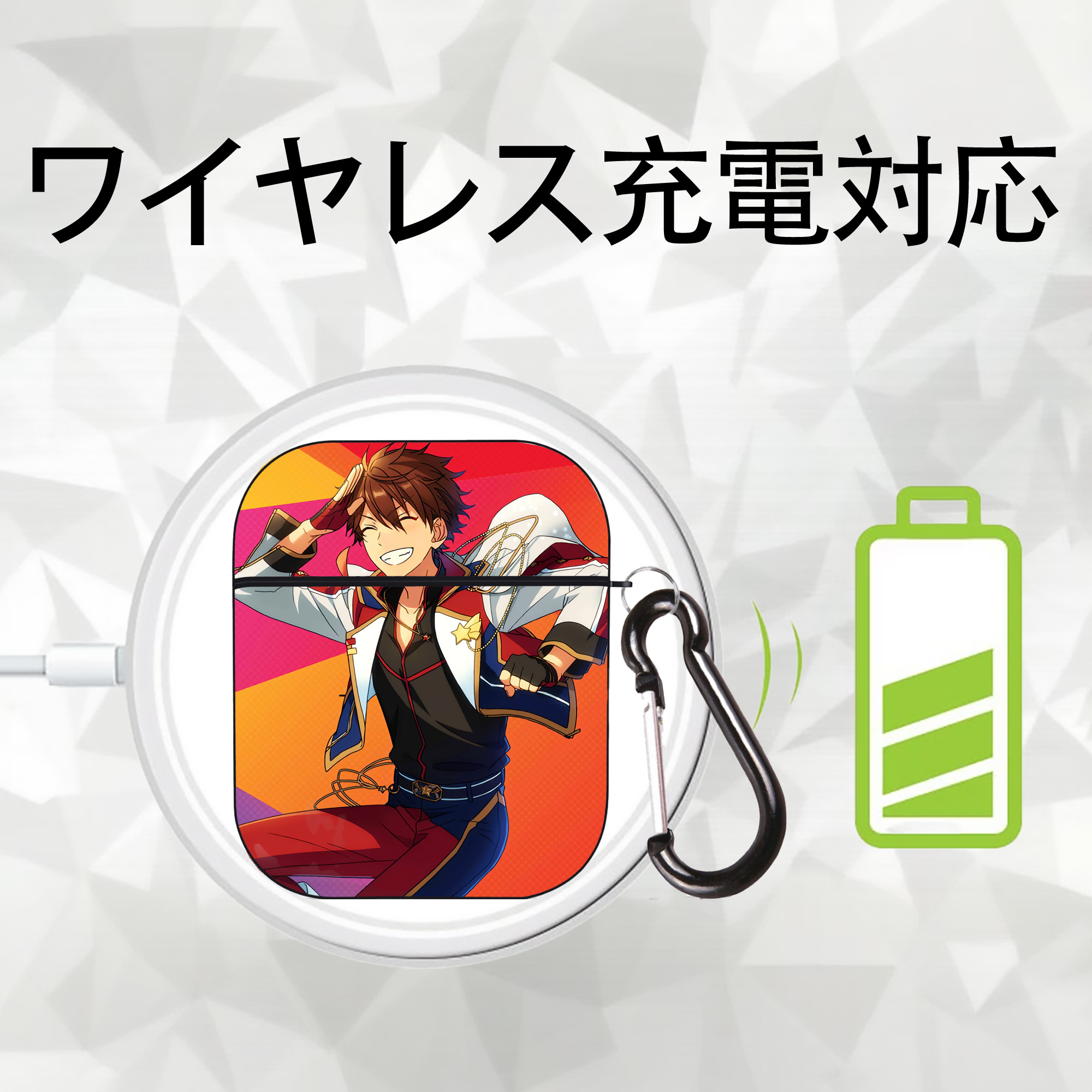 あんさんぶるスターズ! Ensemble Stars AirPods 第2世代保護ケース ハードシェル ブラック 耐衝撃・防指紋・カラビナ付き