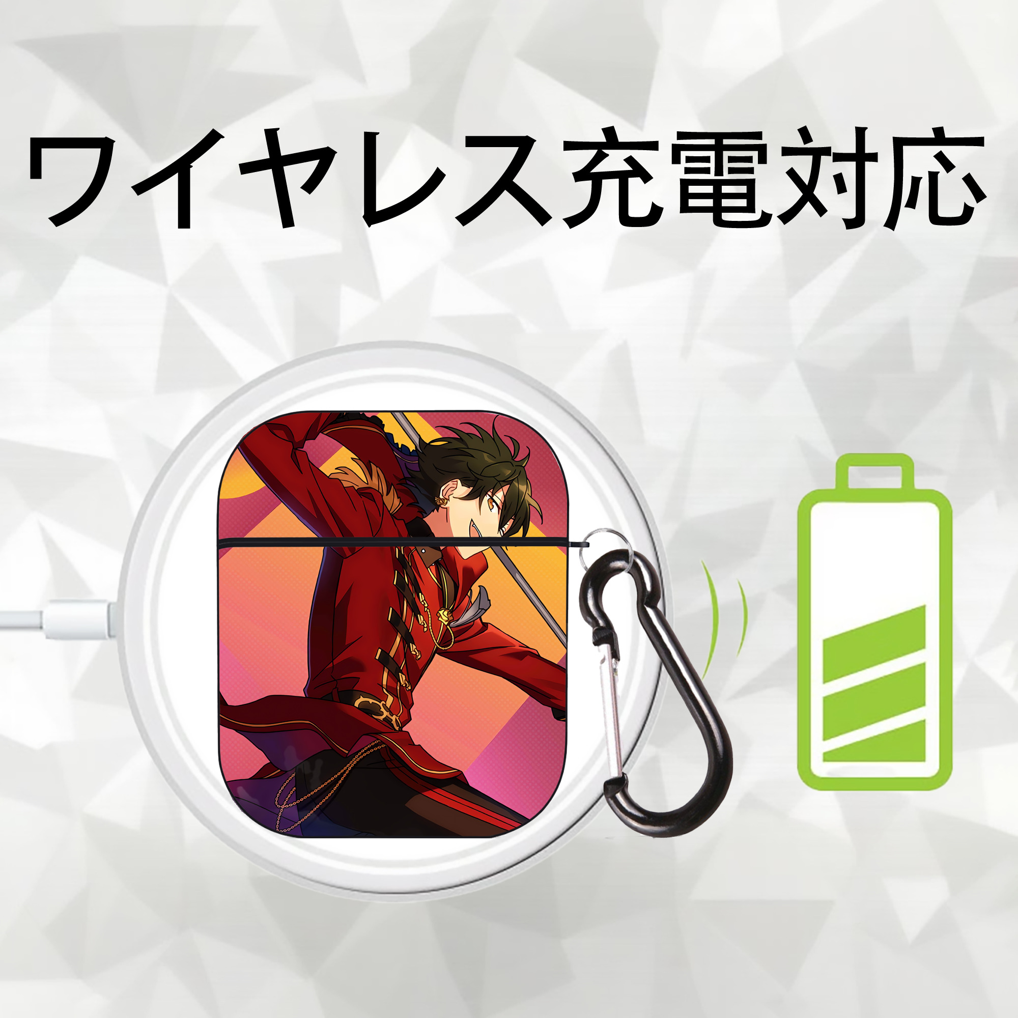 あんさんぶるスターズ! Ensemble Stars AirPods 第2世代保護ケース ハードシェル ブラック 耐衝撃・防指紋・カラビナ付き