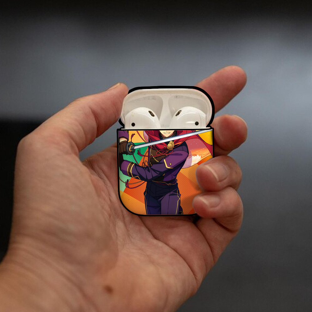 あんさんぶるスターズ! Ensemble Stars AirPods 第2世代保護ケース ハードシェル ブラック 耐衝撃・防指紋・カラビナ付き