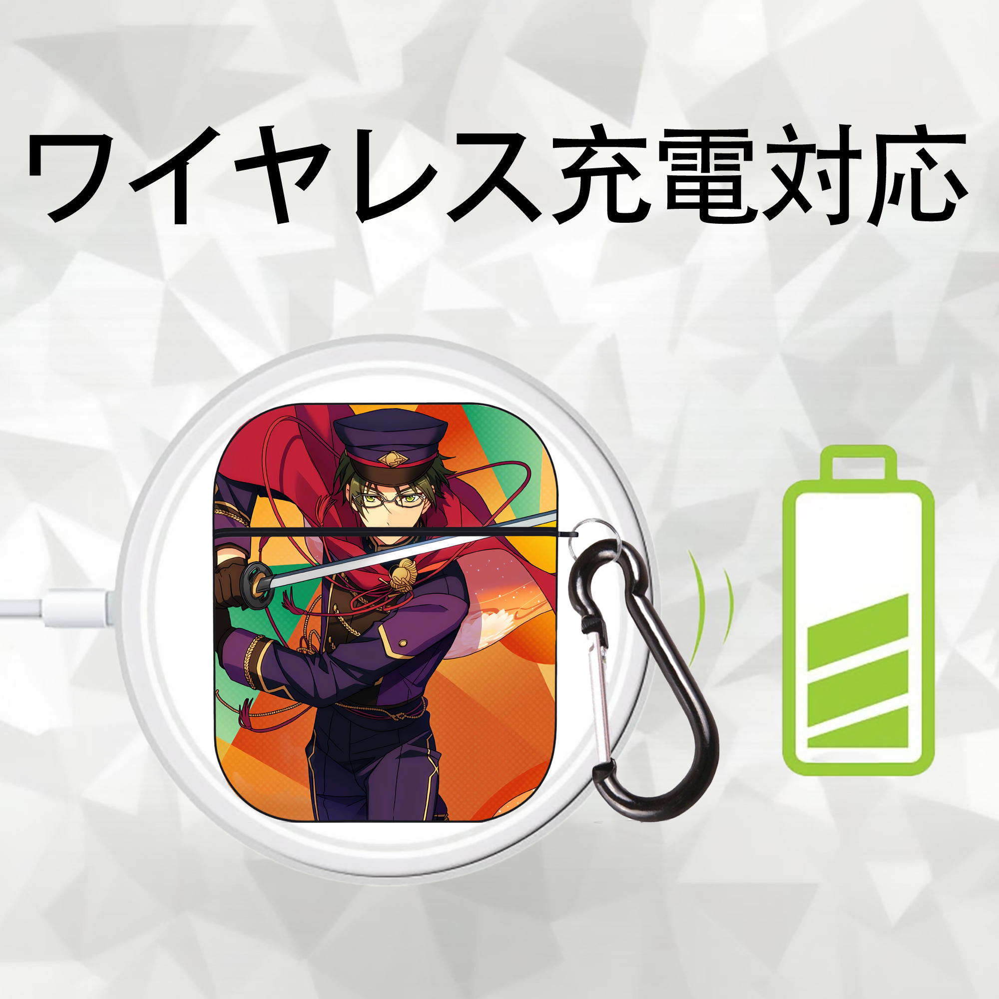 あんさんぶるスターズ! Ensemble Stars AirPods 第2世代保護ケース ハードシェル ブラック 耐衝撃・防指紋・カラビナ付き