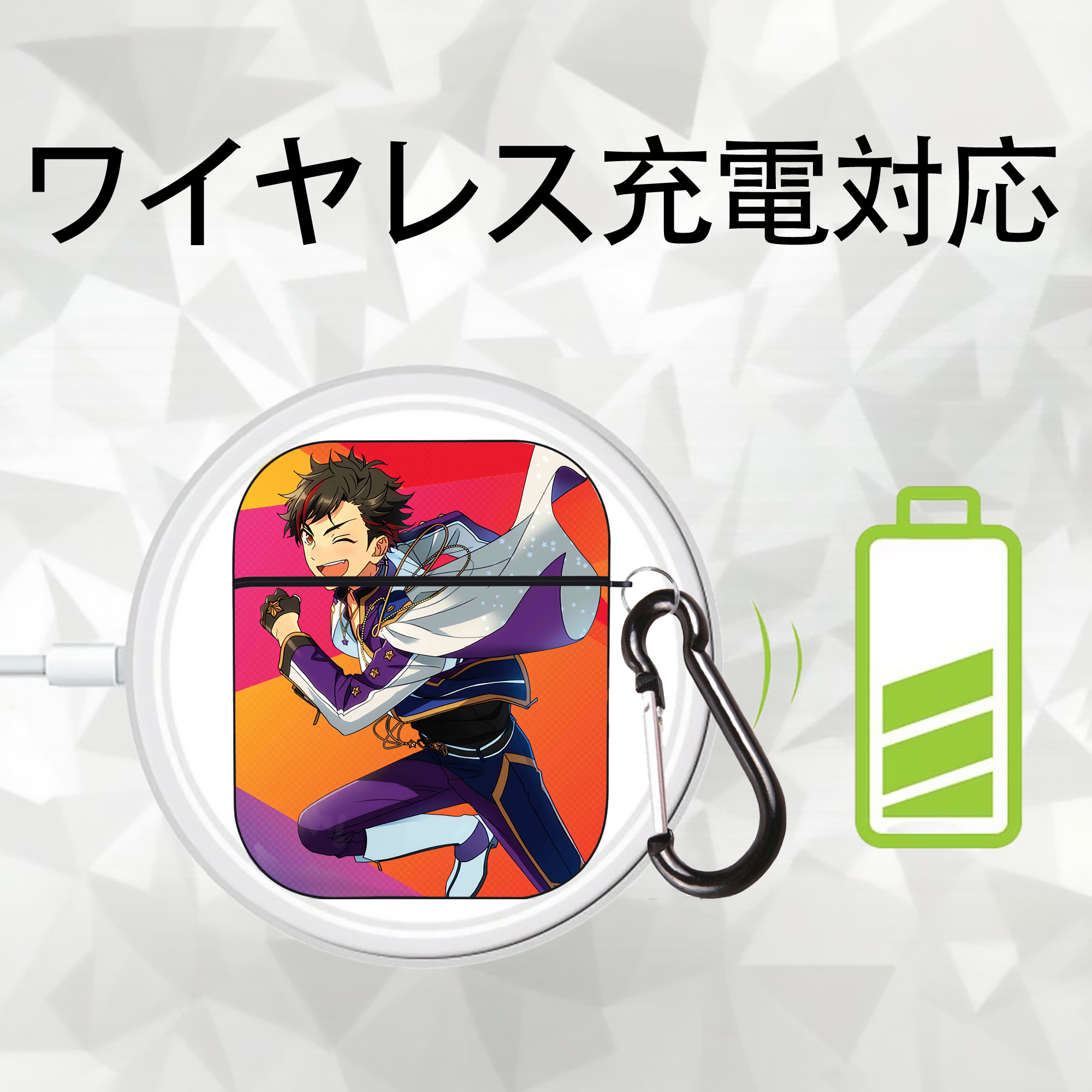 あんさんぶるスターズ! Ensemble Stars AirPods 第2世代保護ケース ハードシェル ブラック 耐衝撃・防指紋・カラビナ付き