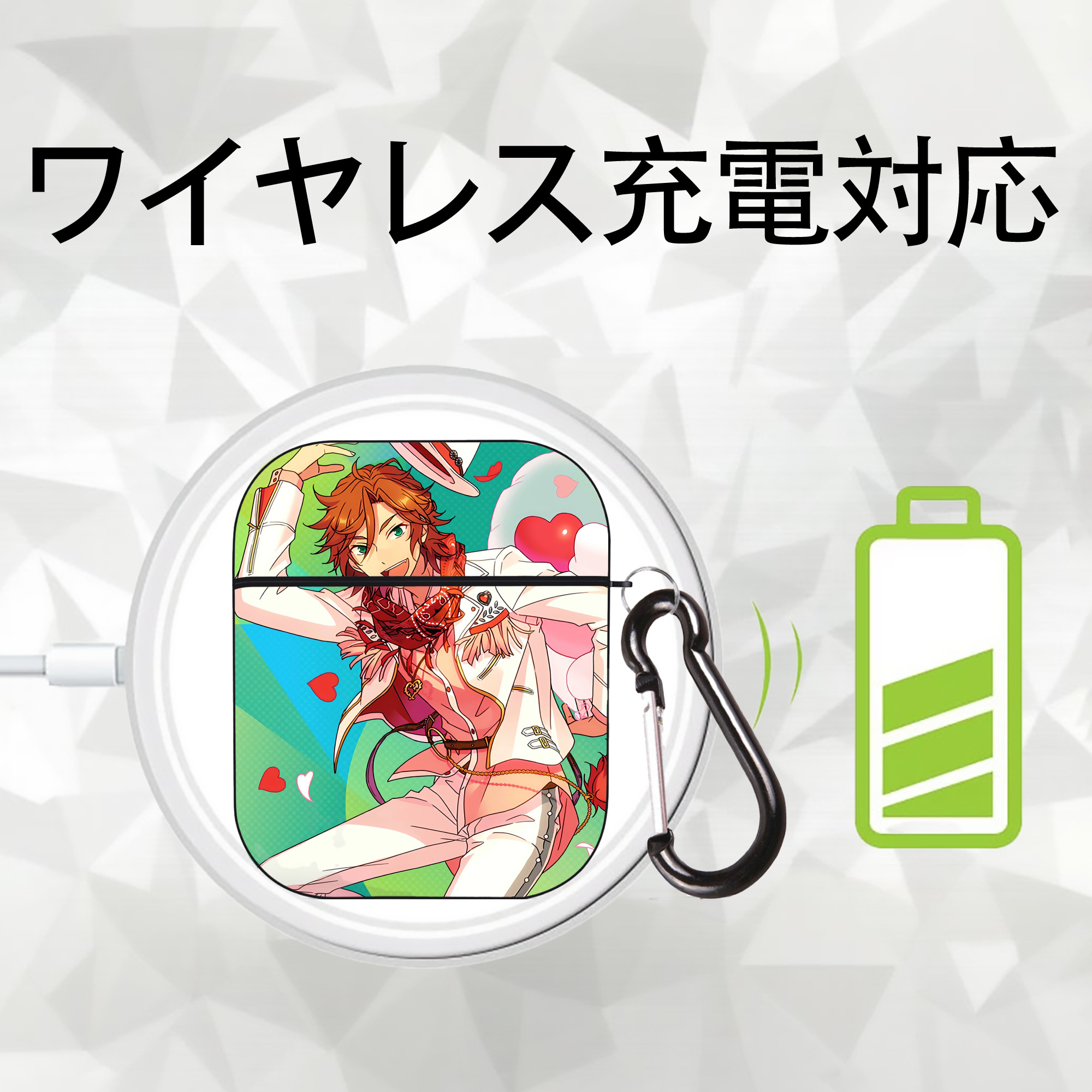 あんさんぶるスターズ! Ensemble Stars AirPods 第2世代保護ケース ハードシェル ブラック 耐衝撃・防指紋・カラビナ付き